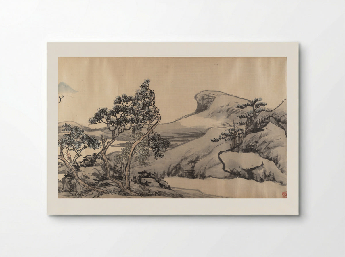 Mountain Landscape with Scholar - Zhang Cining - Poster