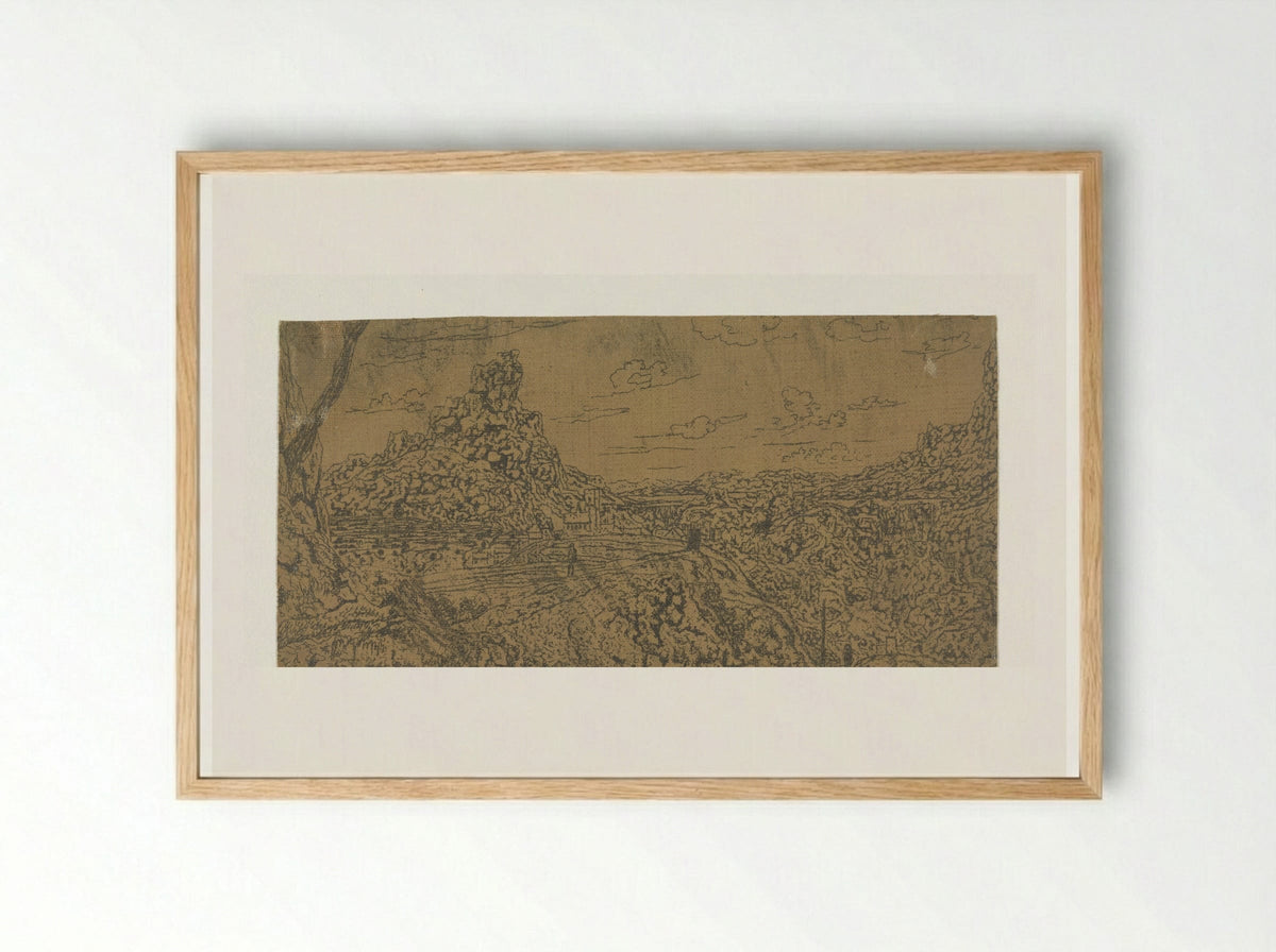 Mountain Landscape with a Crest, First Version - Hercules Segers - Framed Print Wood