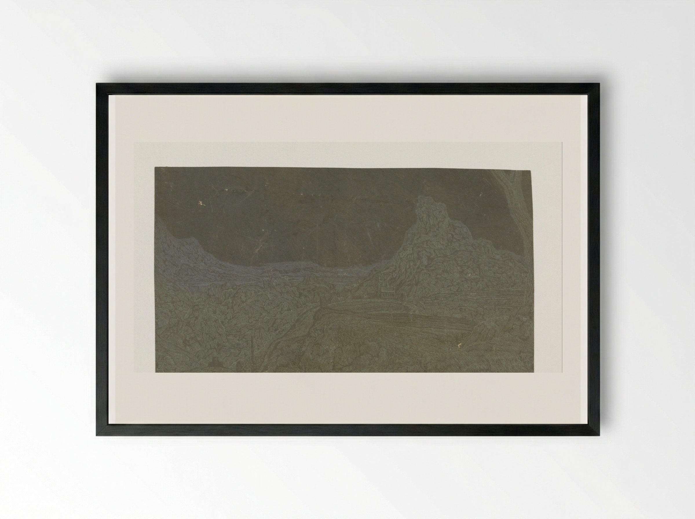 Mountain Landscape with a Crest, Second Version - Hercules Segers - Framed Print Black
