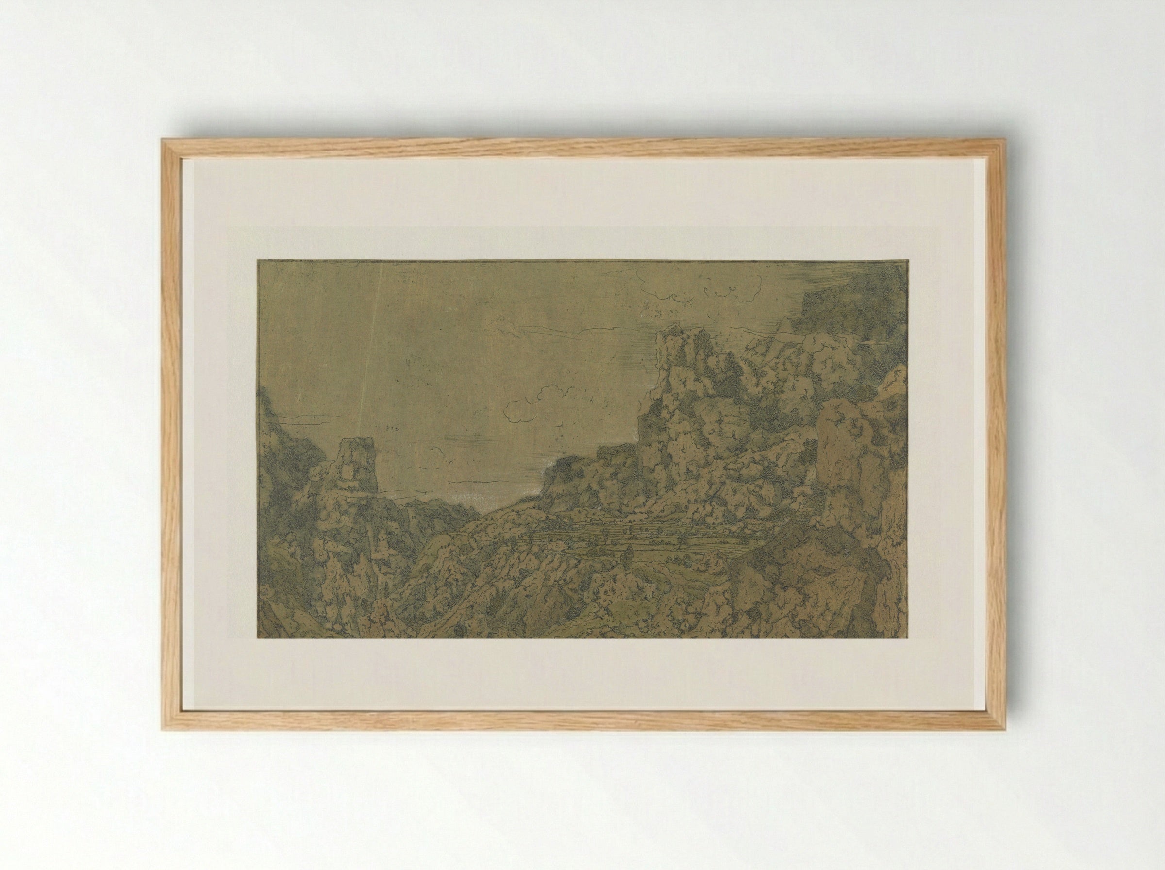 Mountain Landscape with a Plateau - Hercules Segers - Framed Print Wood