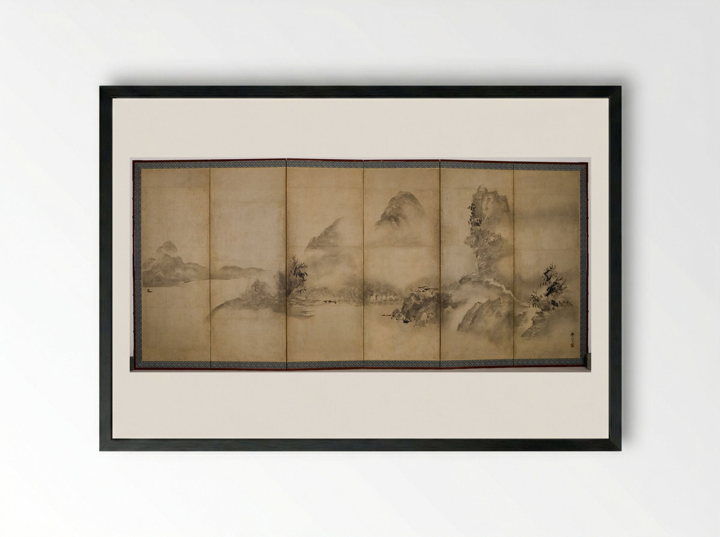 Mountain Landscape - Shūgetsu Tōkan - Framed Print Black