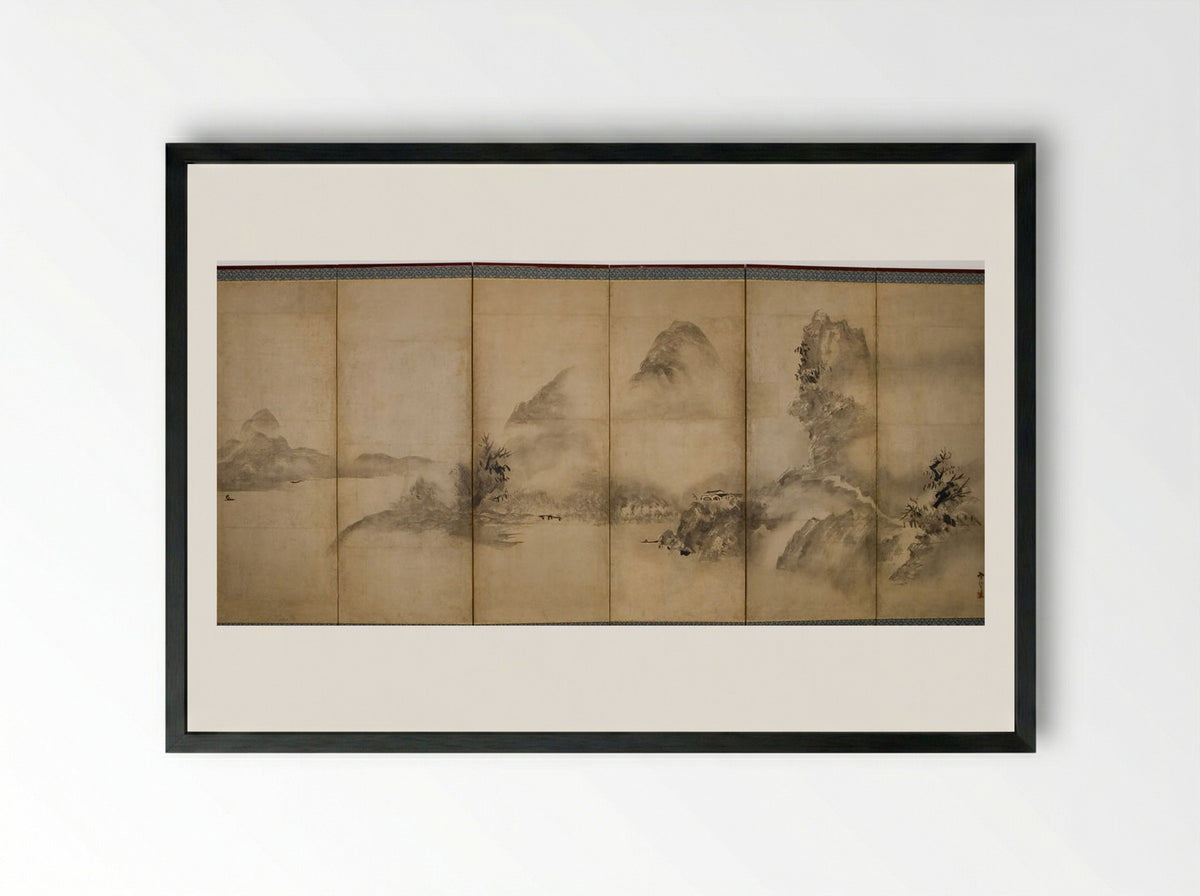 Mountain Landscape - Shūgetsu Tōkan - Framed Print Black