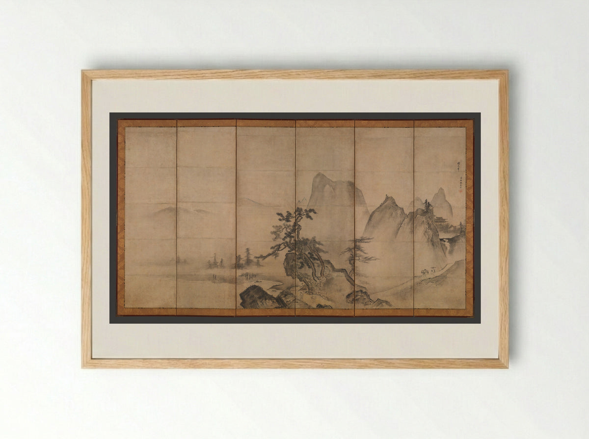 Mountain Landscape - Tenshō Shūbun - Framed Print Wood