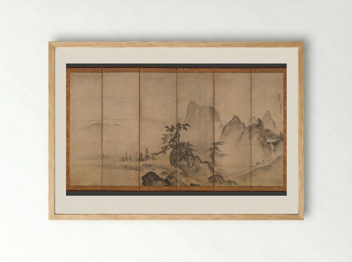 Mountain Landscape - Tenshō Shūbun - Framed Print Wood