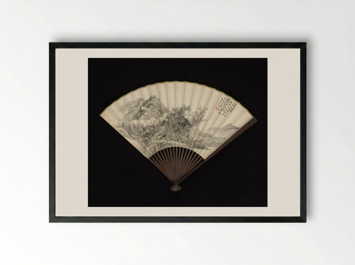 Mountain Pavillion after Rain - Lu Hui - Framed Print Black