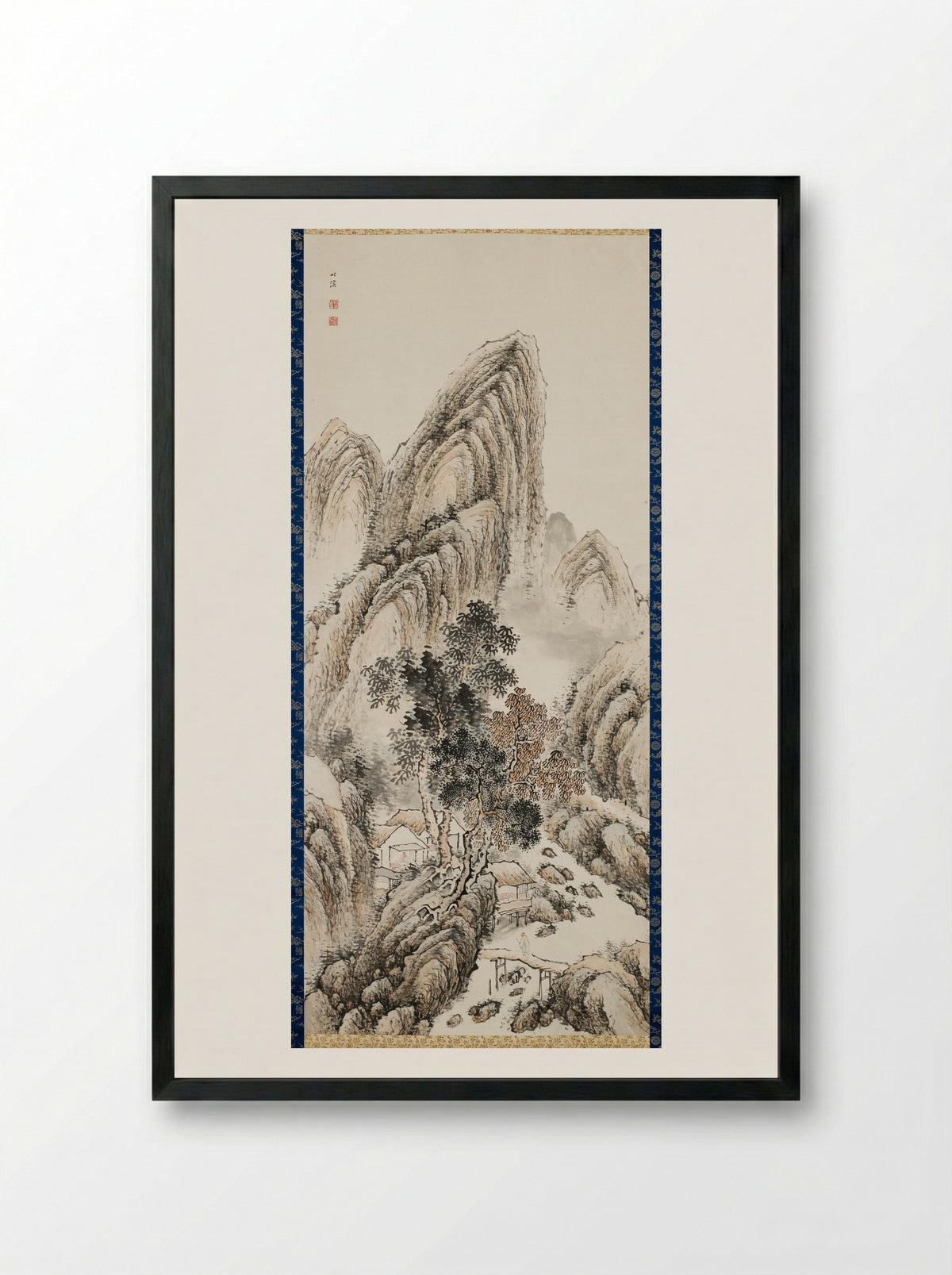 Mountain Retreat in Mist - Nakabayashi Chikkei - Framed Print Black