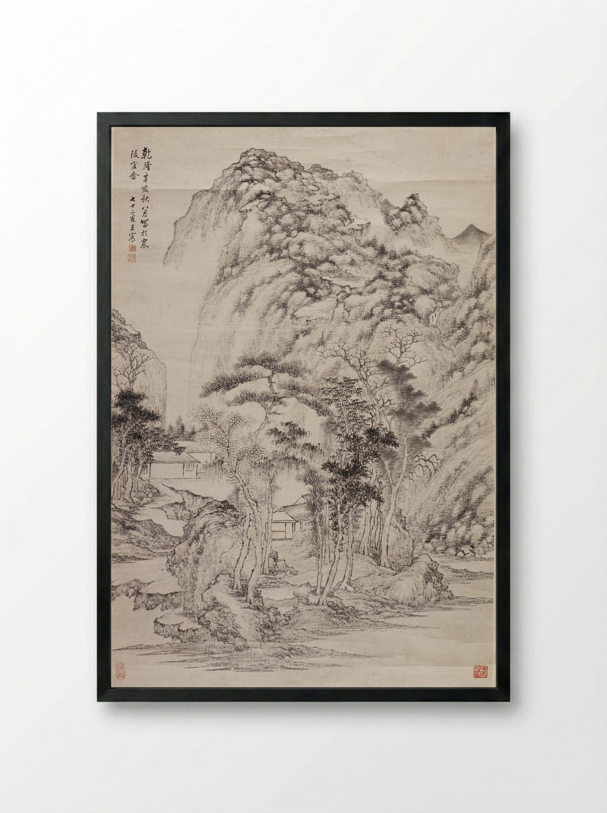 Mountain Retreat - Wang Chen - Framed Print Black