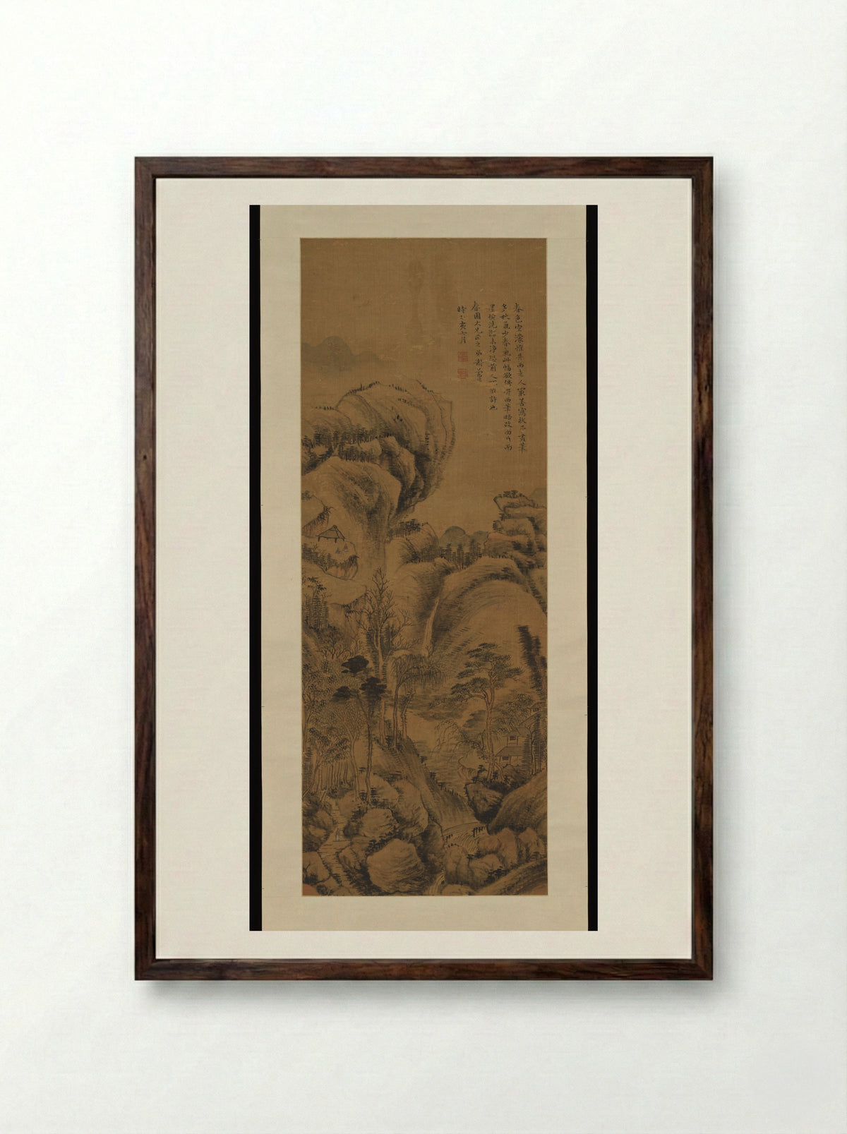 Mountain Retreat - Xie Lansheng - Framed Print Dark Wood