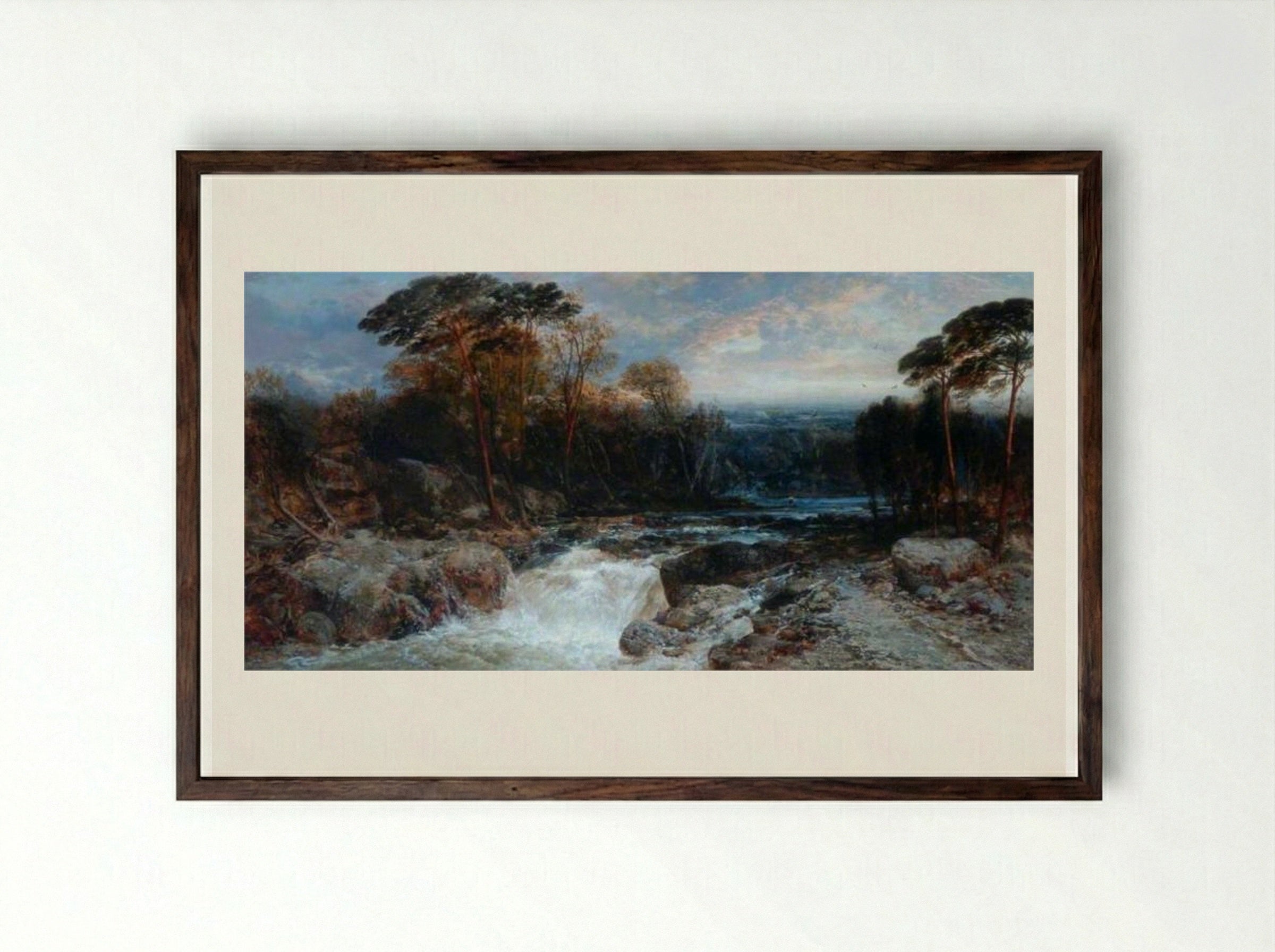 Mountain Torrent - James Webb - Framed Print Dark Wood