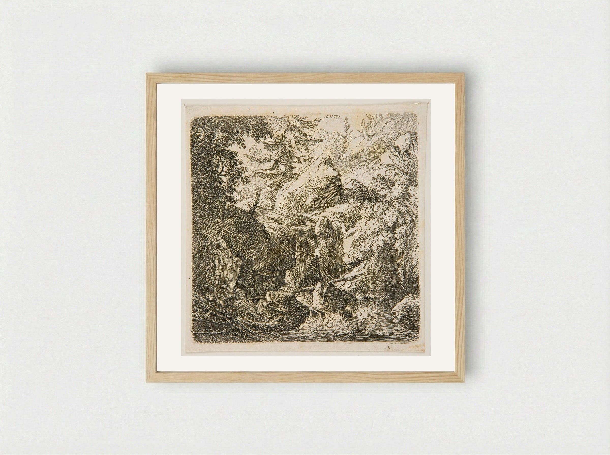 Mountain Torrent - Christian Wilhelm Ernst Dietrich - Framed Print Wood