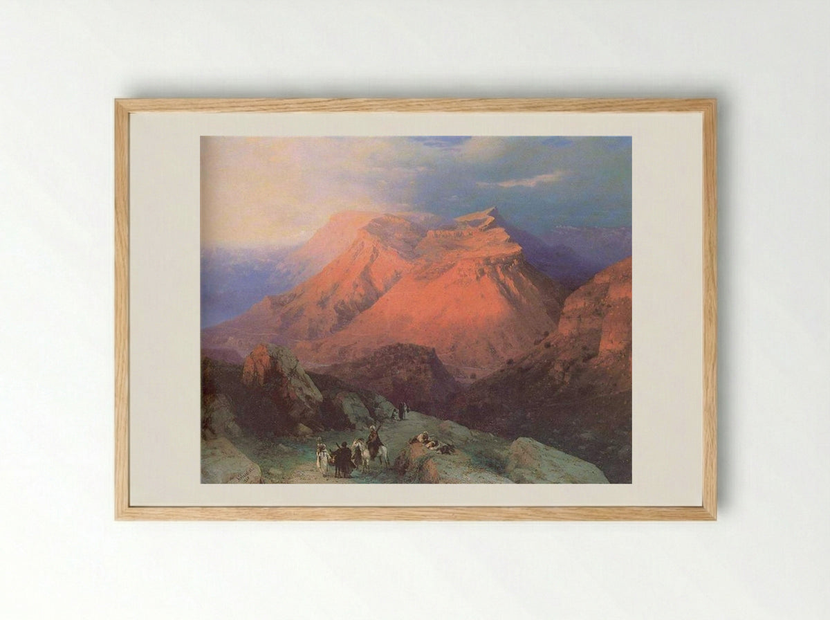 Mountain Village Gunib in Daghestan View from the East - Ivan Aivazovsky - Framed Print Wood