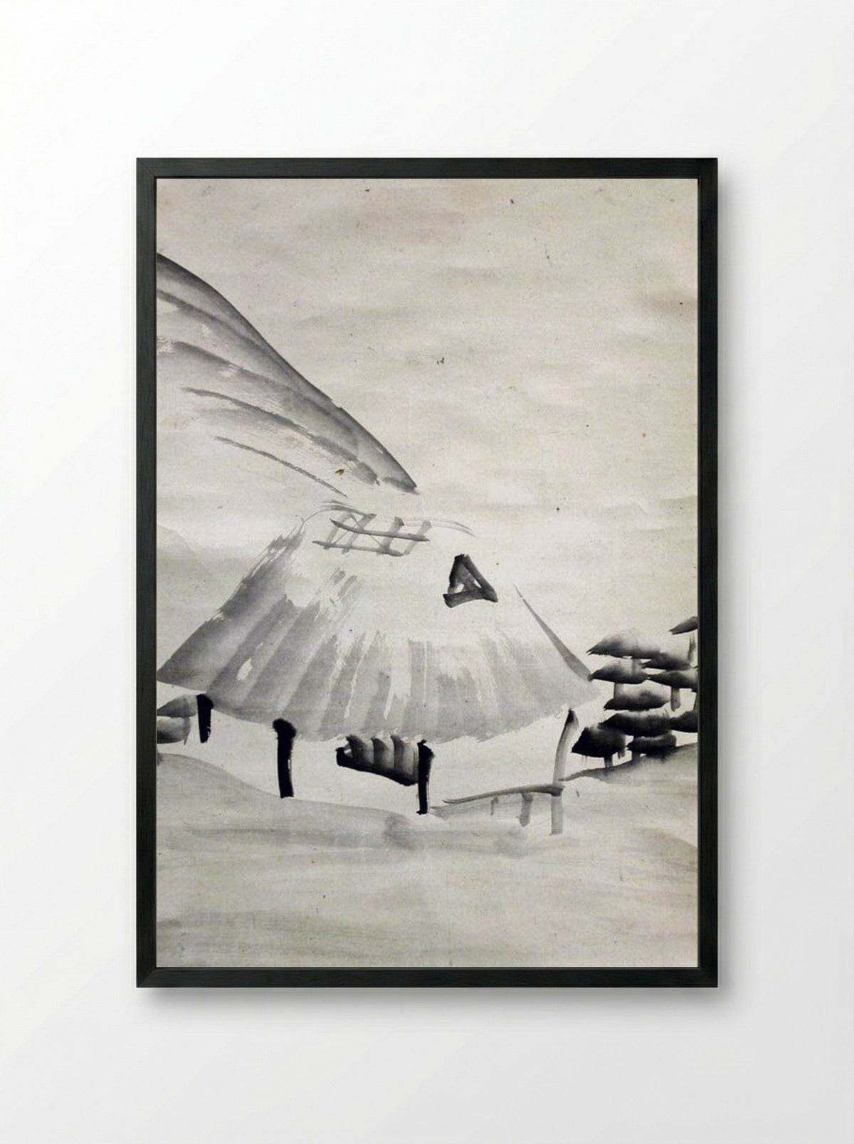 Mountain Village in Autumn - Ōtagaki Rengetsu - Framed Print Black