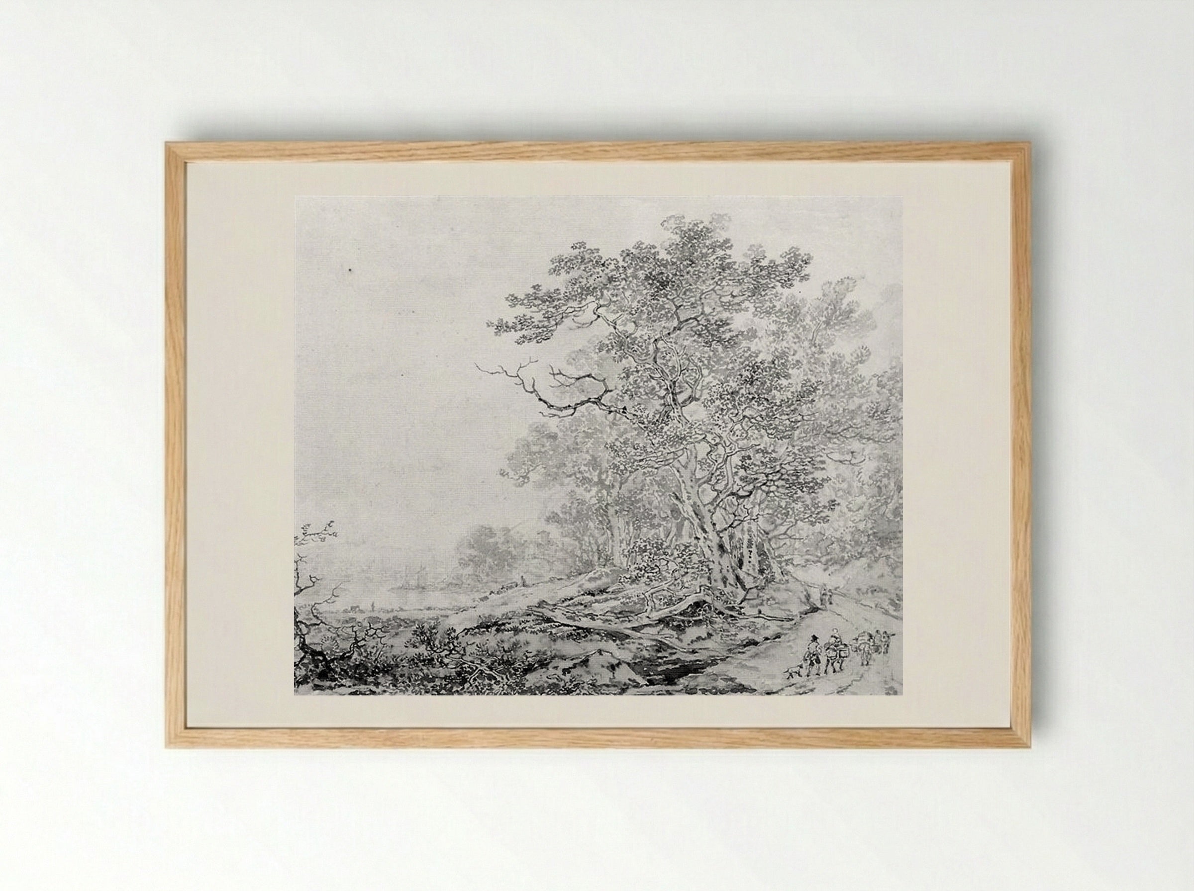 Mountainous Landscape with Travellers - Jacob van Strij - Framed Print Wood