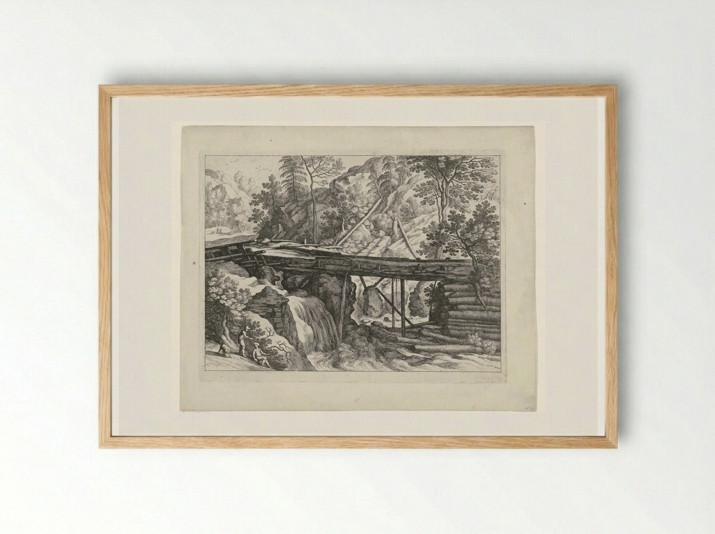 Mountainous Scene with Wooden Aqueduct - Guilliam van Nieulandt (II) - Framed Print Wood