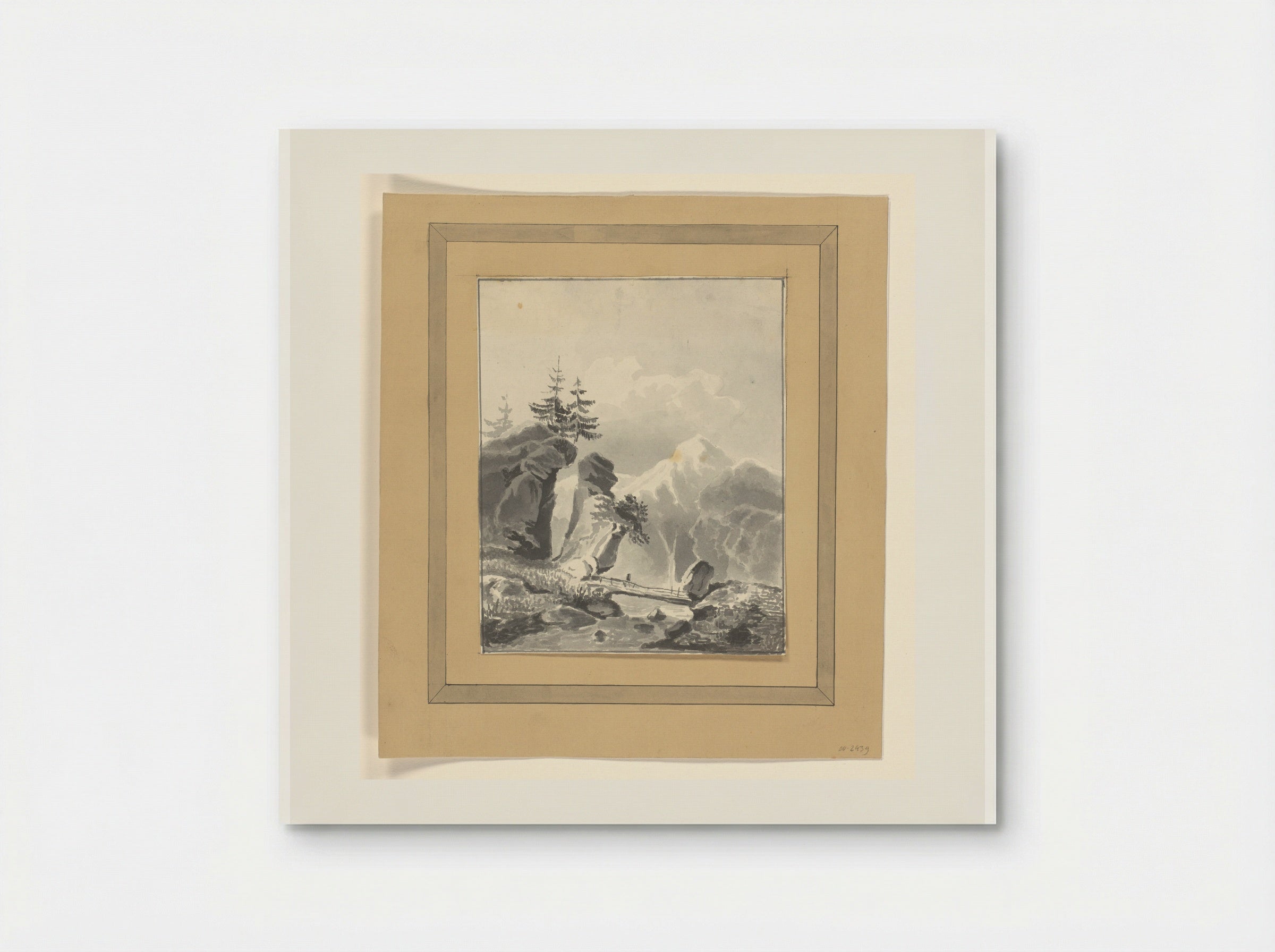Mountainous Scene with Wooden Bridge over a River - Johannes van Reijn - Poster
