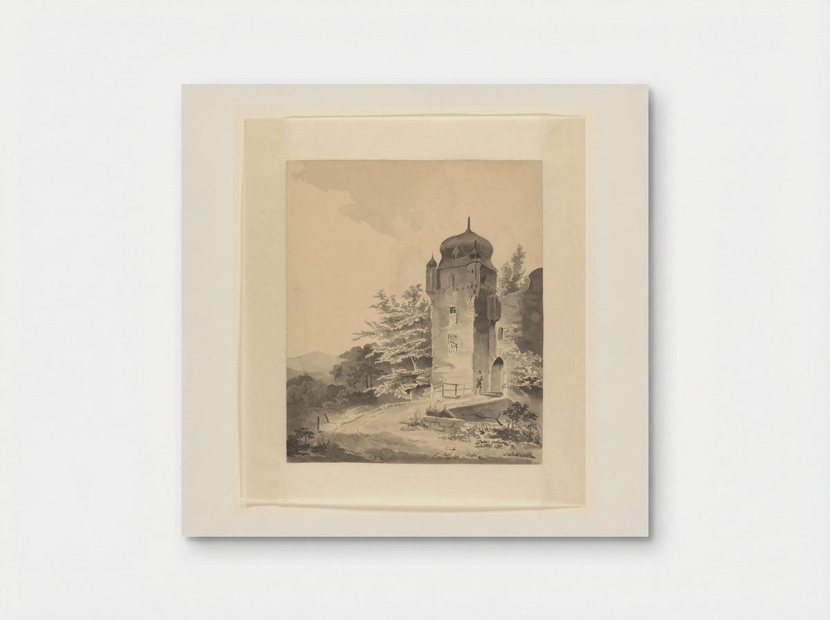 Mountainous Scene with a Traveller near a Tower - Johannes van Reijn - Poster