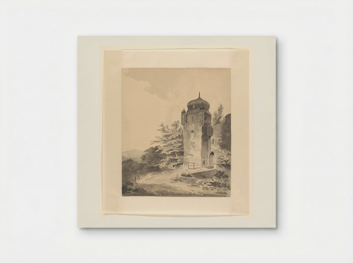 Mountainous Scene with a Traveller near a Tower - Johannes van Reijn - Poster
