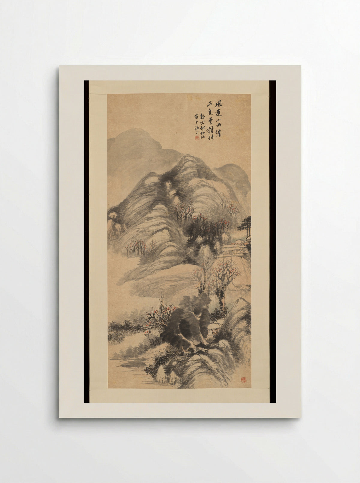 Mountainous Scenery with Trees - Hu Zhang - Poster