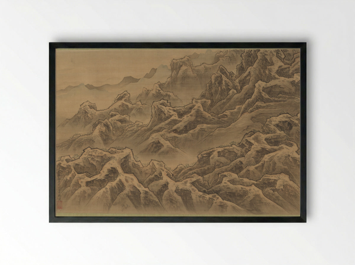 Mountains and Ravine - Suzuki Fuyō - Framed Print Black