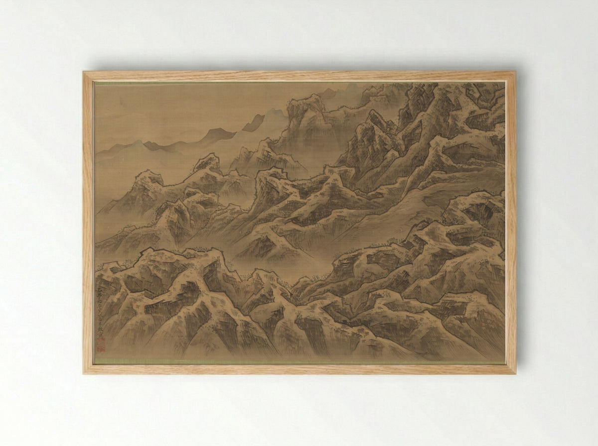 Mountains and Ravine - Suzuki Fuyō - Framed Print Wood