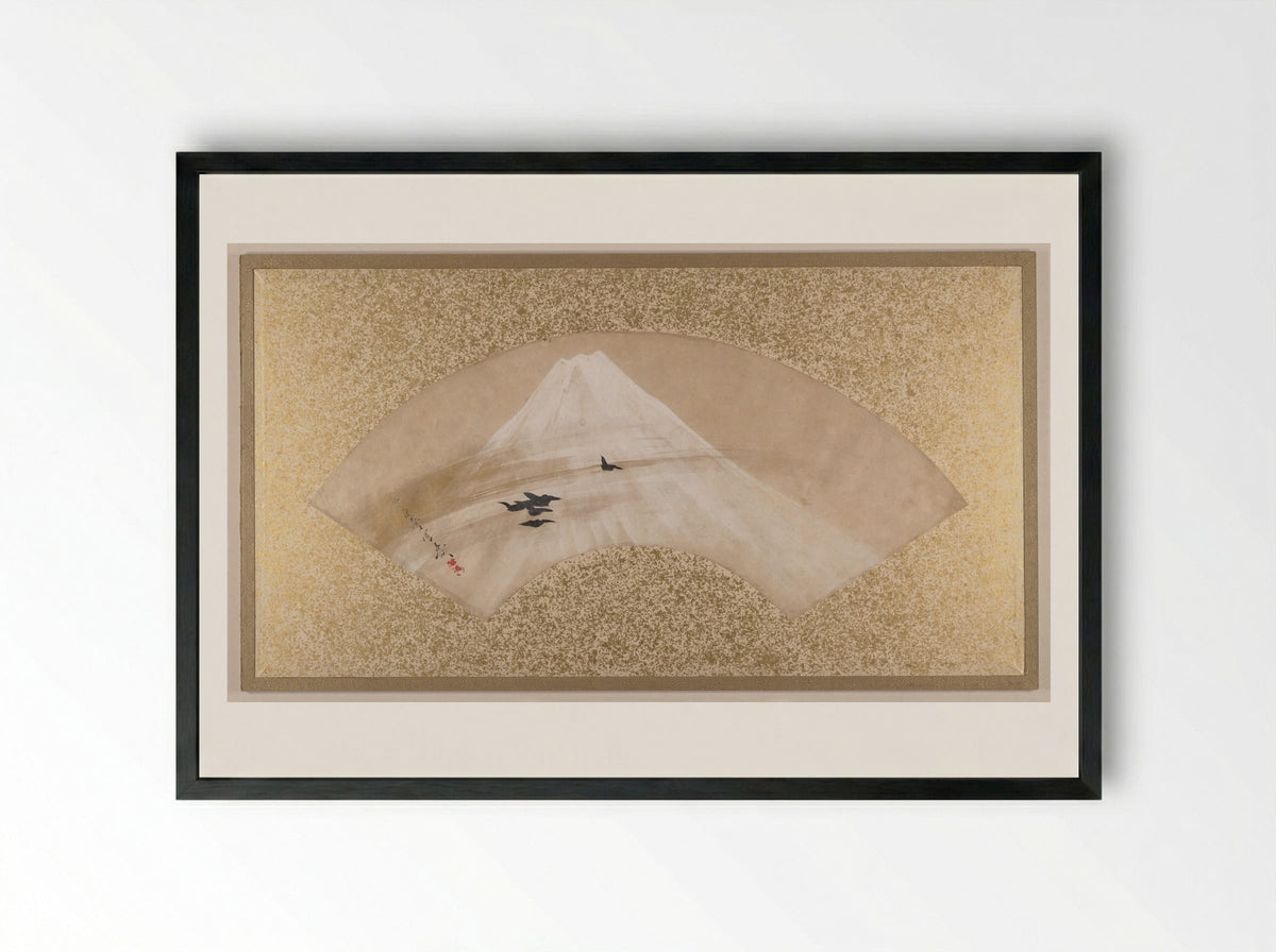 Mountains with Birds - Shibata Zeshin - Framed Print Black