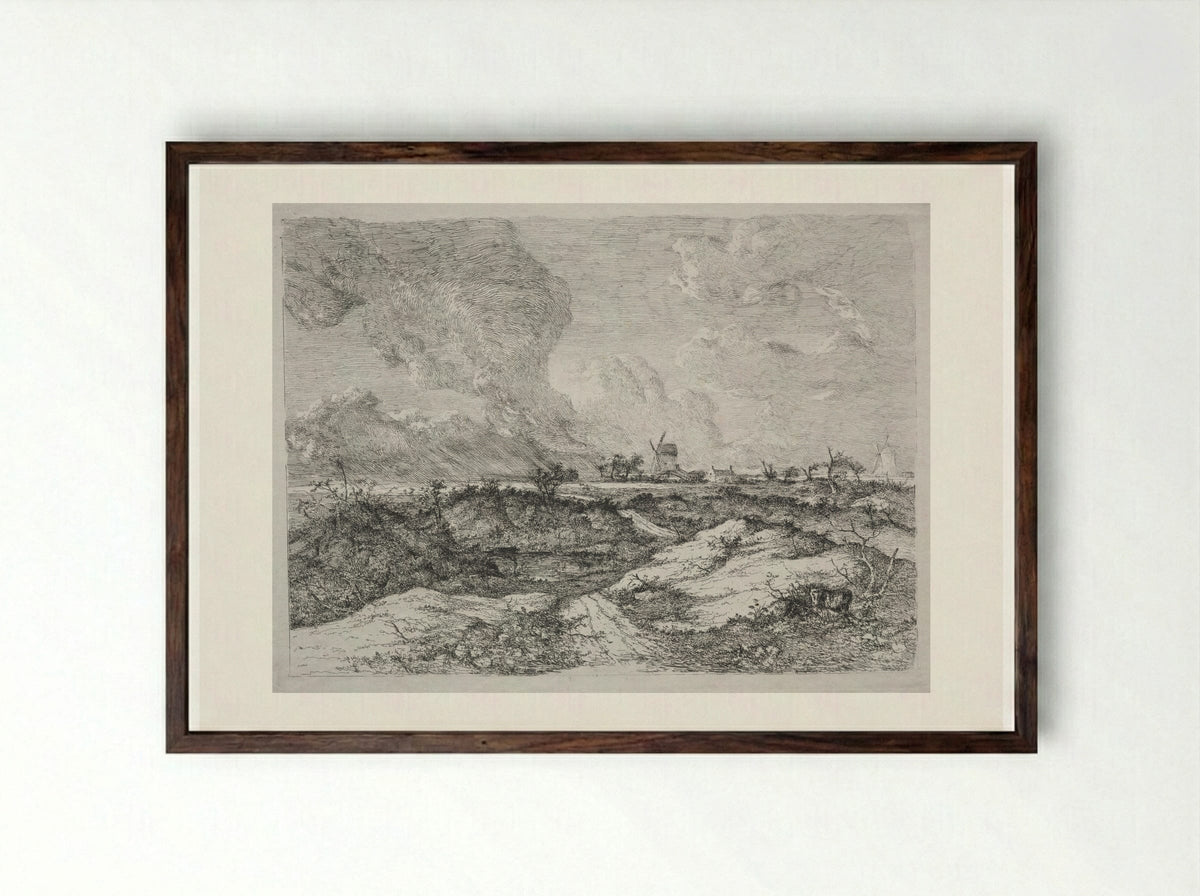 Mousehold Heath, Norwich - John Crome - Framed Print Dark Wood
