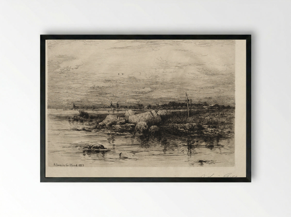 Mouth of the Apponaganasett River - Robert Swain Gifford - Framed Print Black