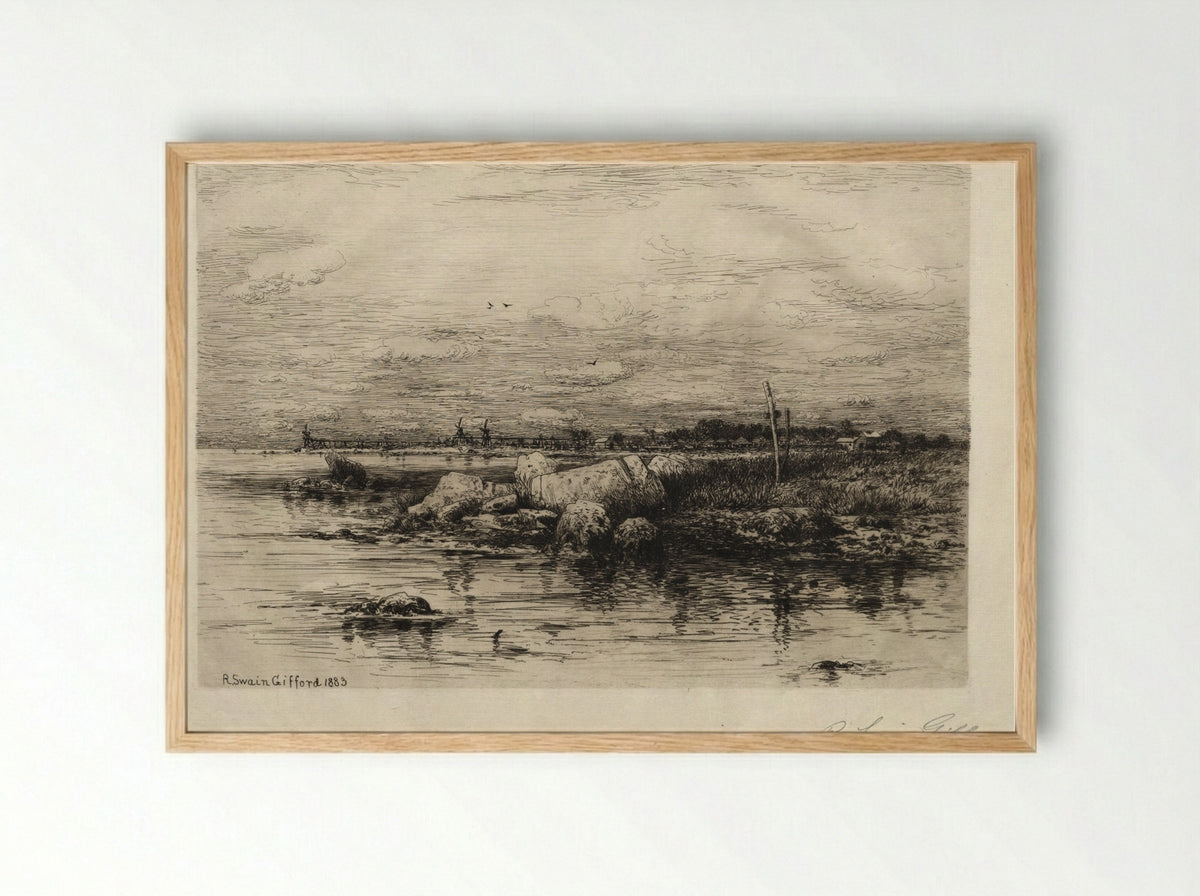 Mouth of the Apponaganasett River - Robert Swain Gifford - Framed Print Wood