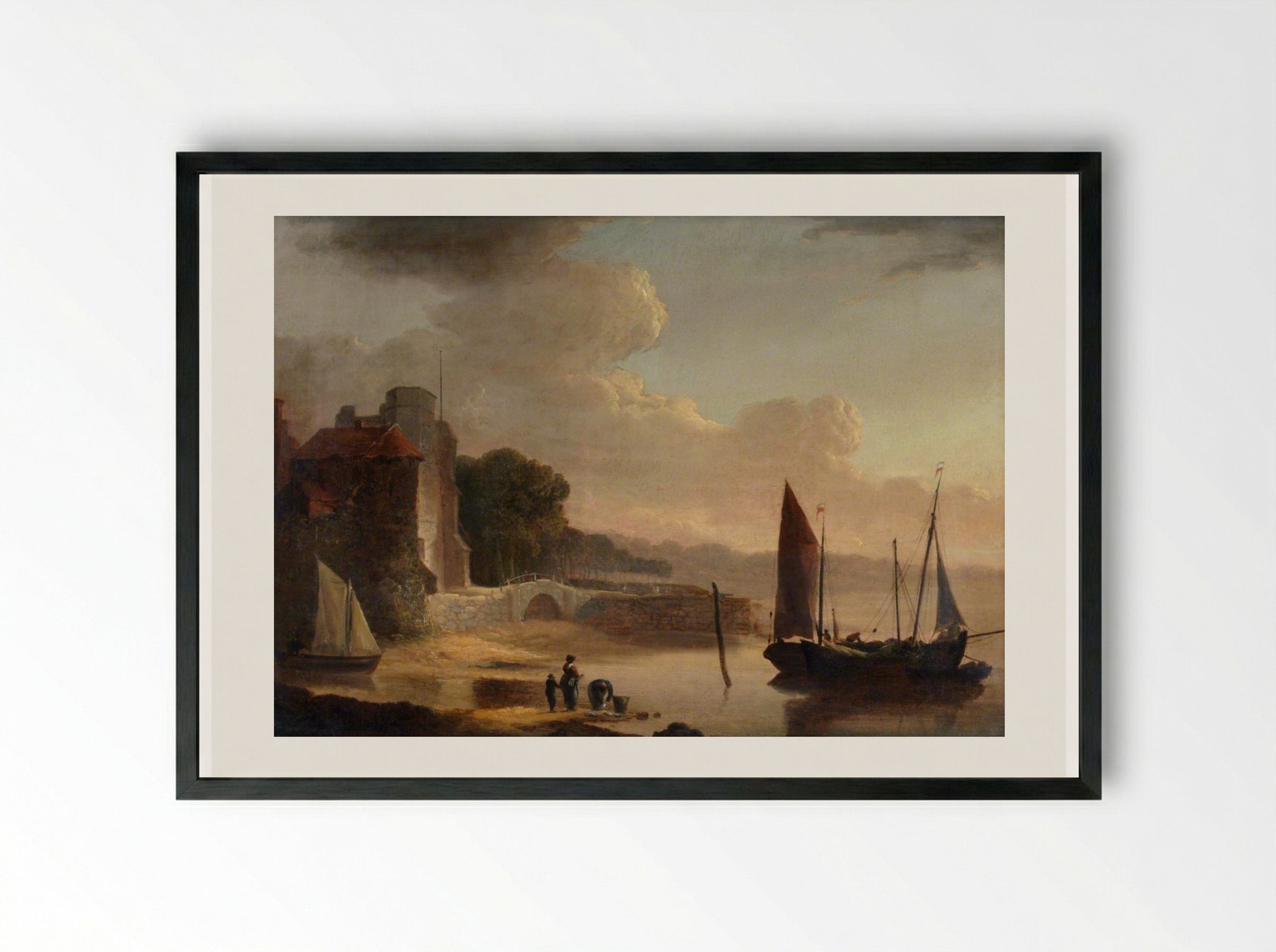 Mouth of the Old Canal - William Shayer - Framed Print Black
