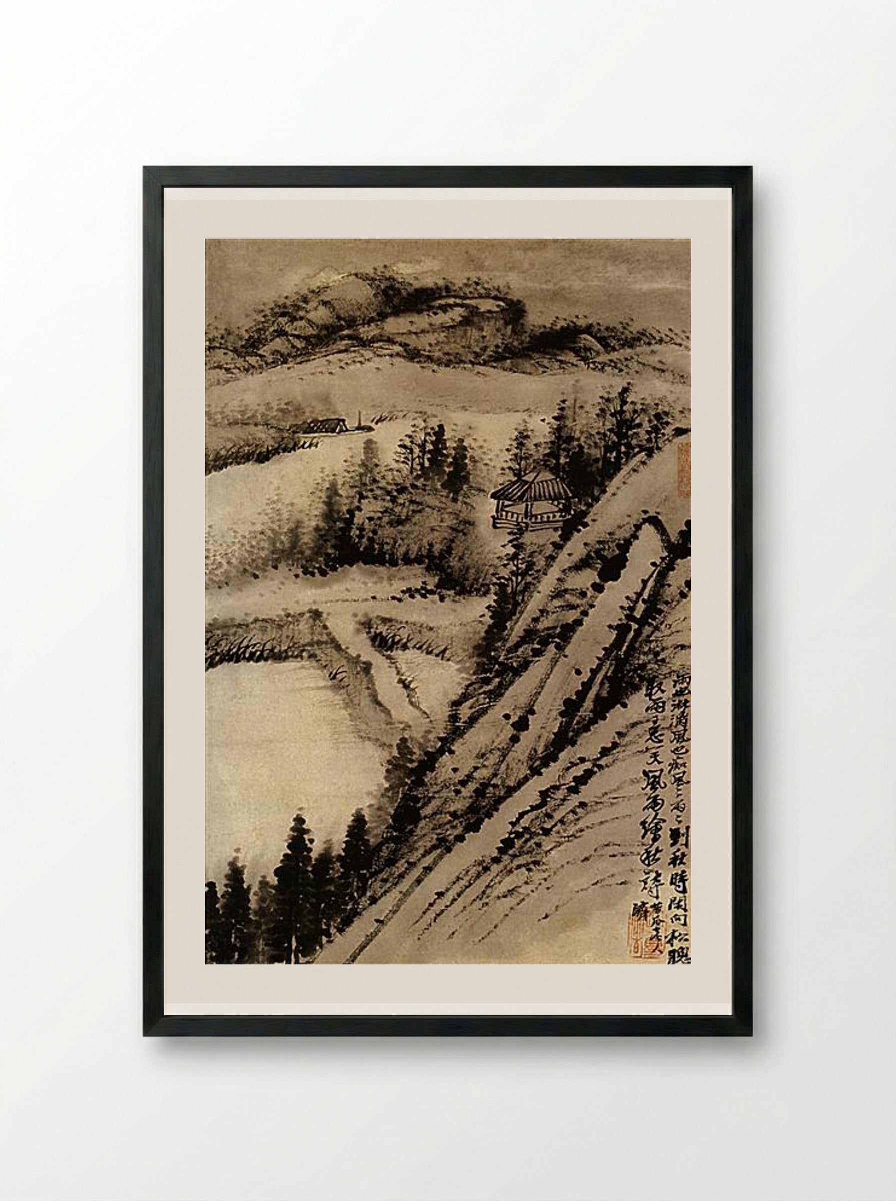 Move up one more floor - Shitao - Framed Print Black