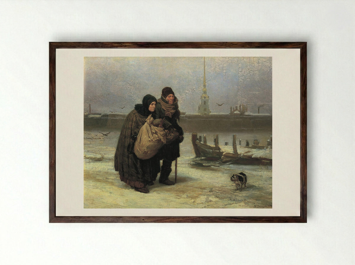 Moving House - Viktor Vasnetsov - Framed Print Dark Wood