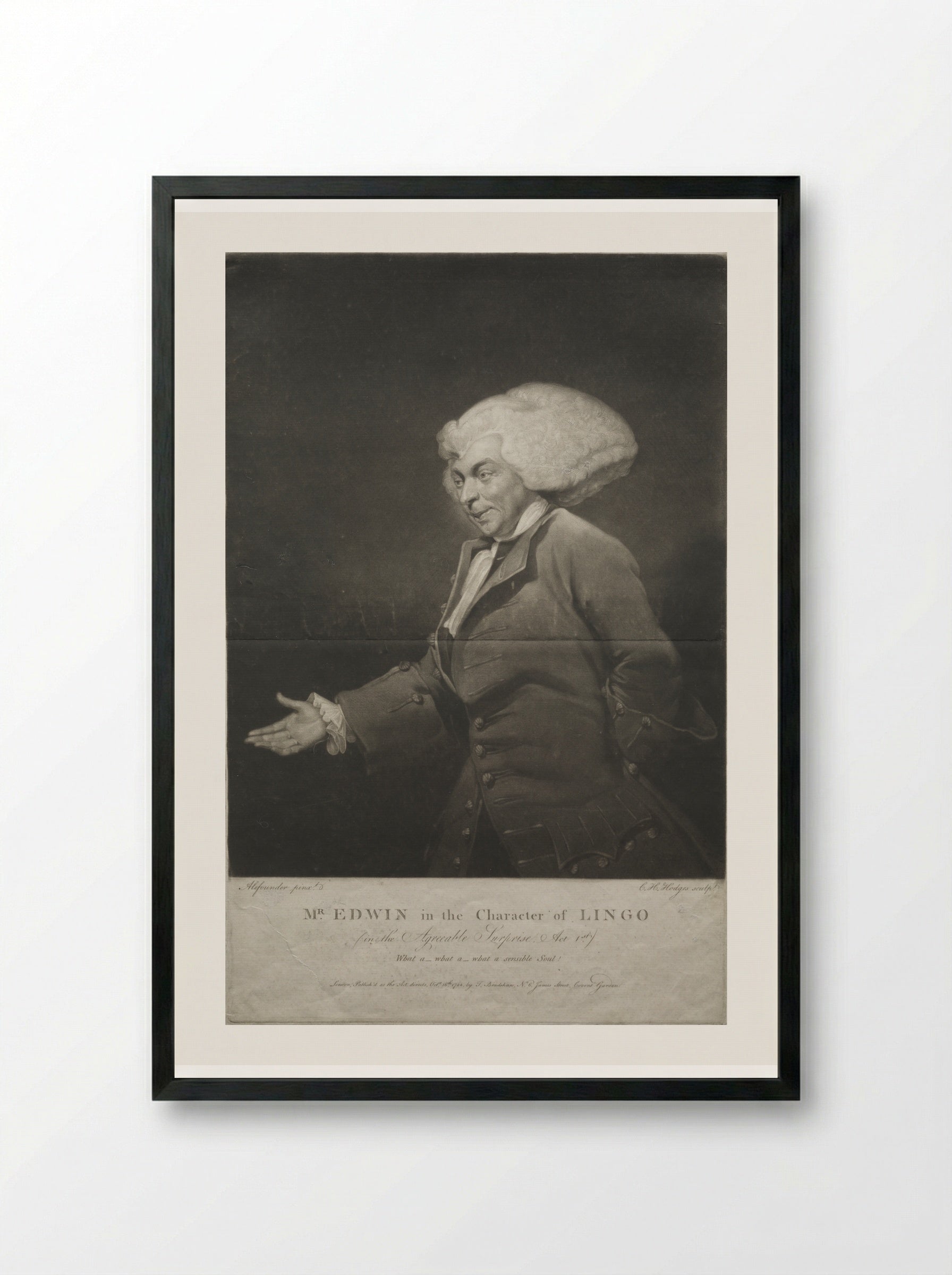 Mr. Edwin in the Character of Lingo - Charles Howard Hodges - Framed Print Black