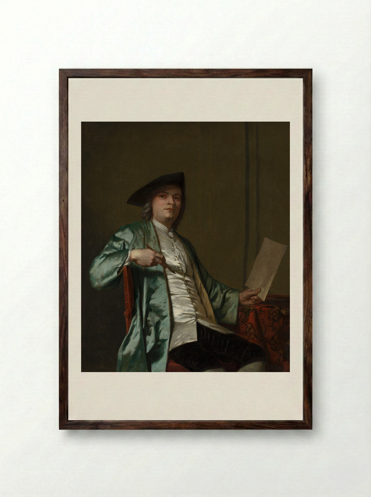 Mr. Pieter Cornelis Hasselaer - George van der Mijn - Framed Print Dark Wood