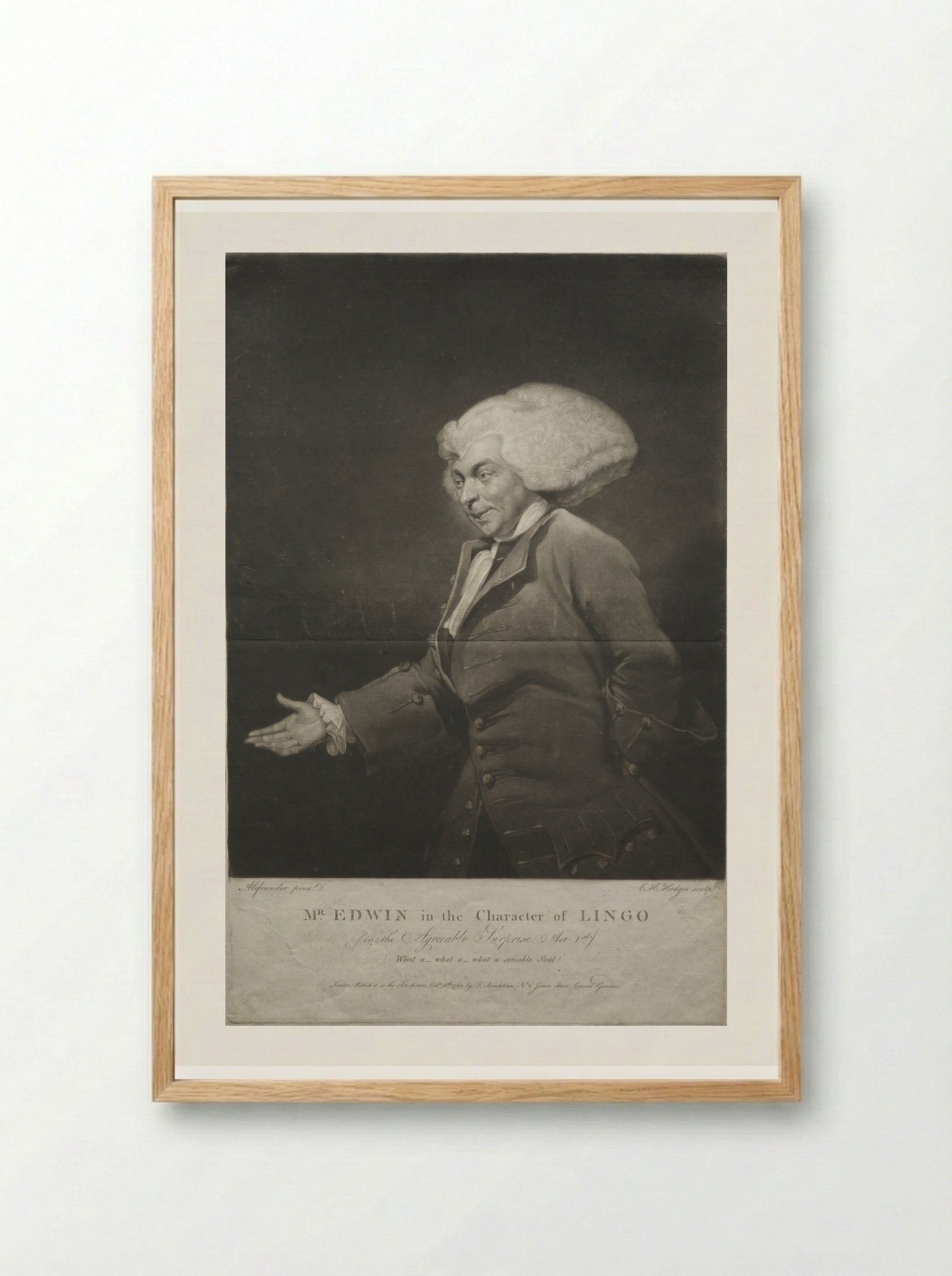 Mr. Edwin in the Character of Lingo - Charles Howard Hodges - Framed Print Wood