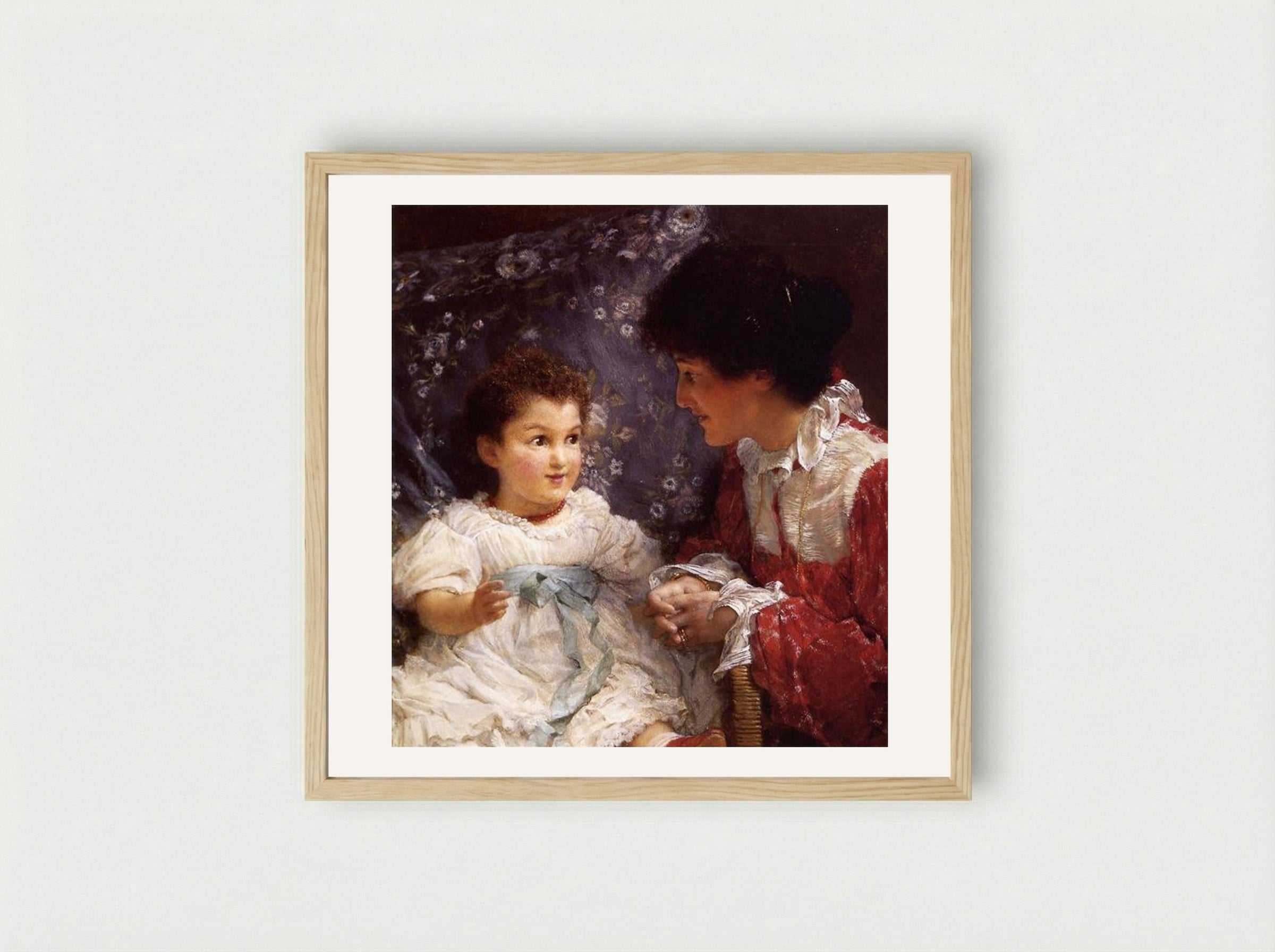 Mrs George Lewis and Her Daughter Elizabeth - Sir Lawrence Alma-Tadema - Framed Print Wood