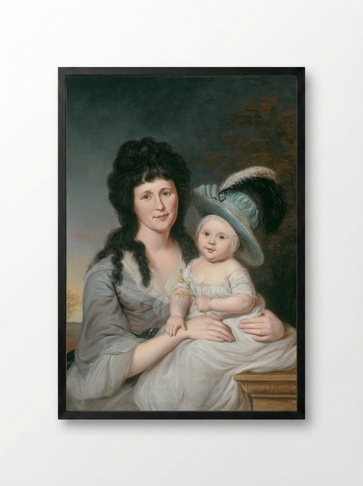Mrs. John Nicholson (Hannah Duncan) and John Nicholson, Jr. - Charles Willson Peale - Framed Print Black