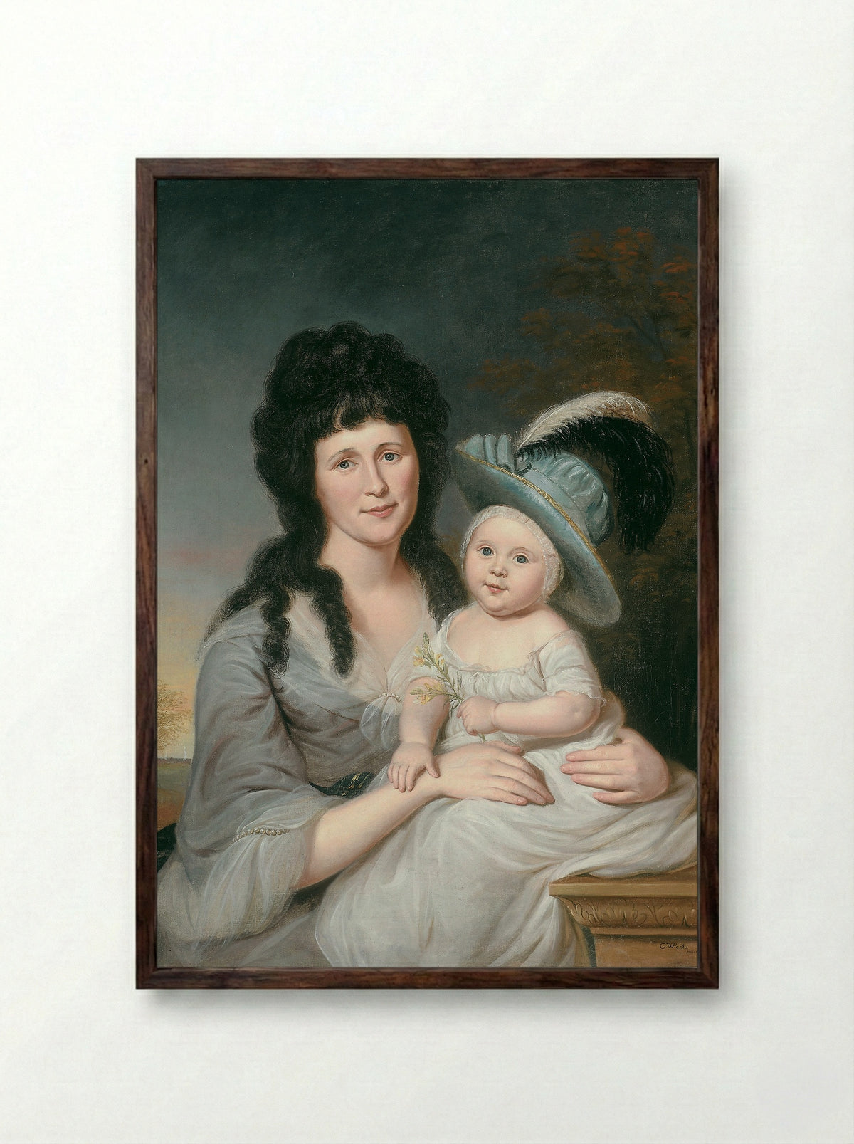 Mrs. John Nicholson (Hannah Duncan) and John Nicholson, Jr. - Charles Willson Peale - Framed Print Dark Wood