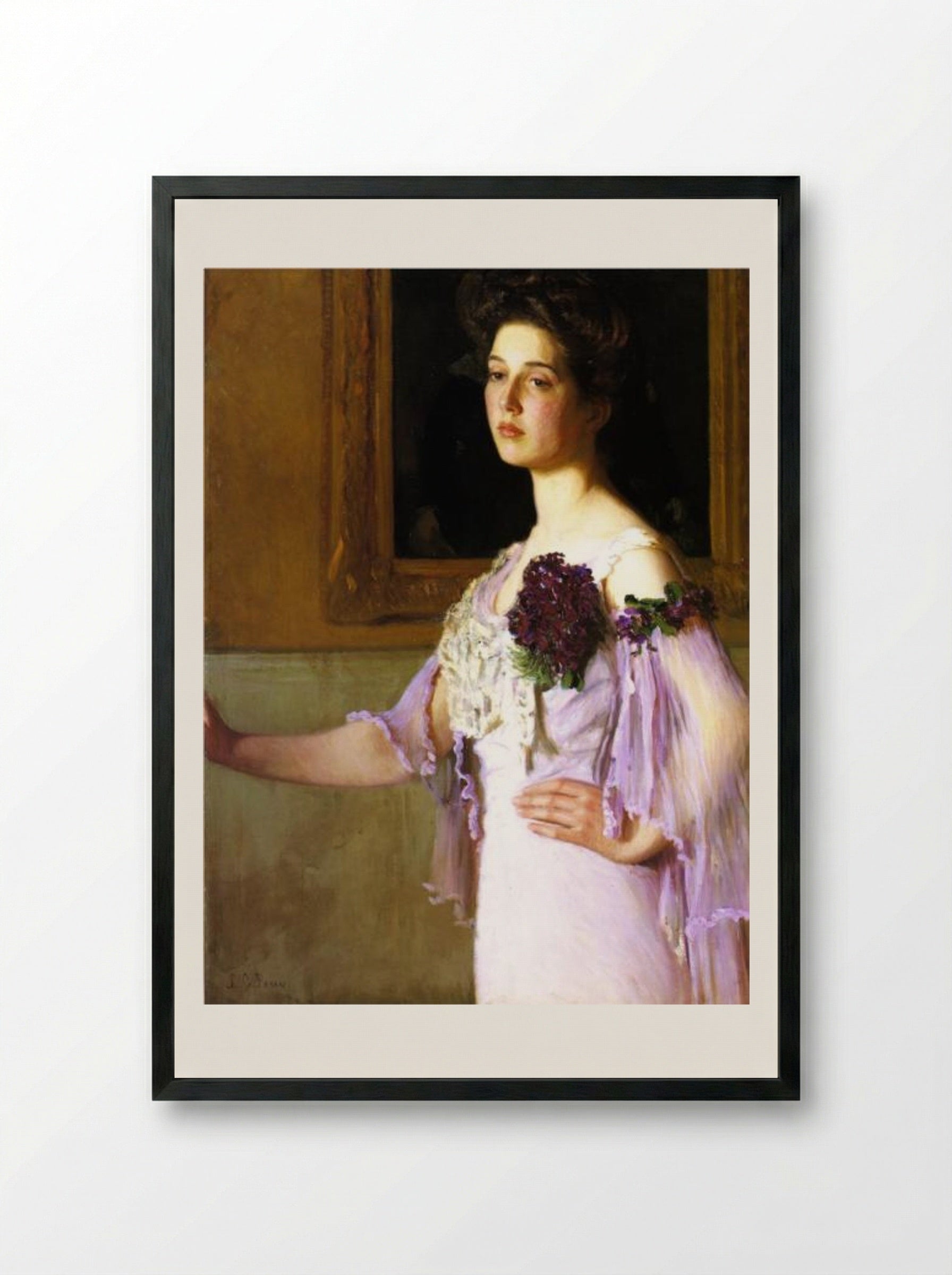 Mrs. Joseph Clark Grew (Alice Perry Grew) - Lilla Cabot Perry - Framed Print Black