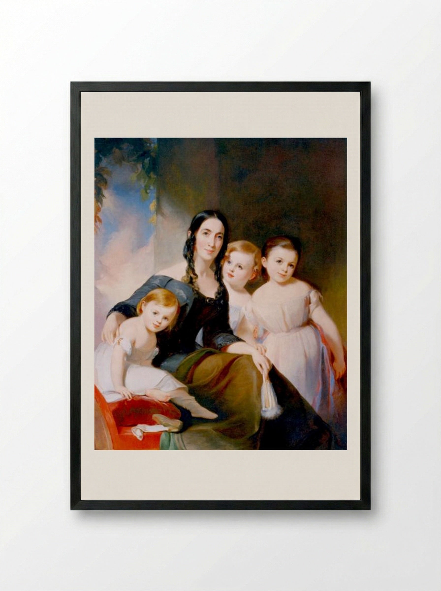 Mrs. James Robb and Her Three Children - Thomas Sully - Framed Print Black
