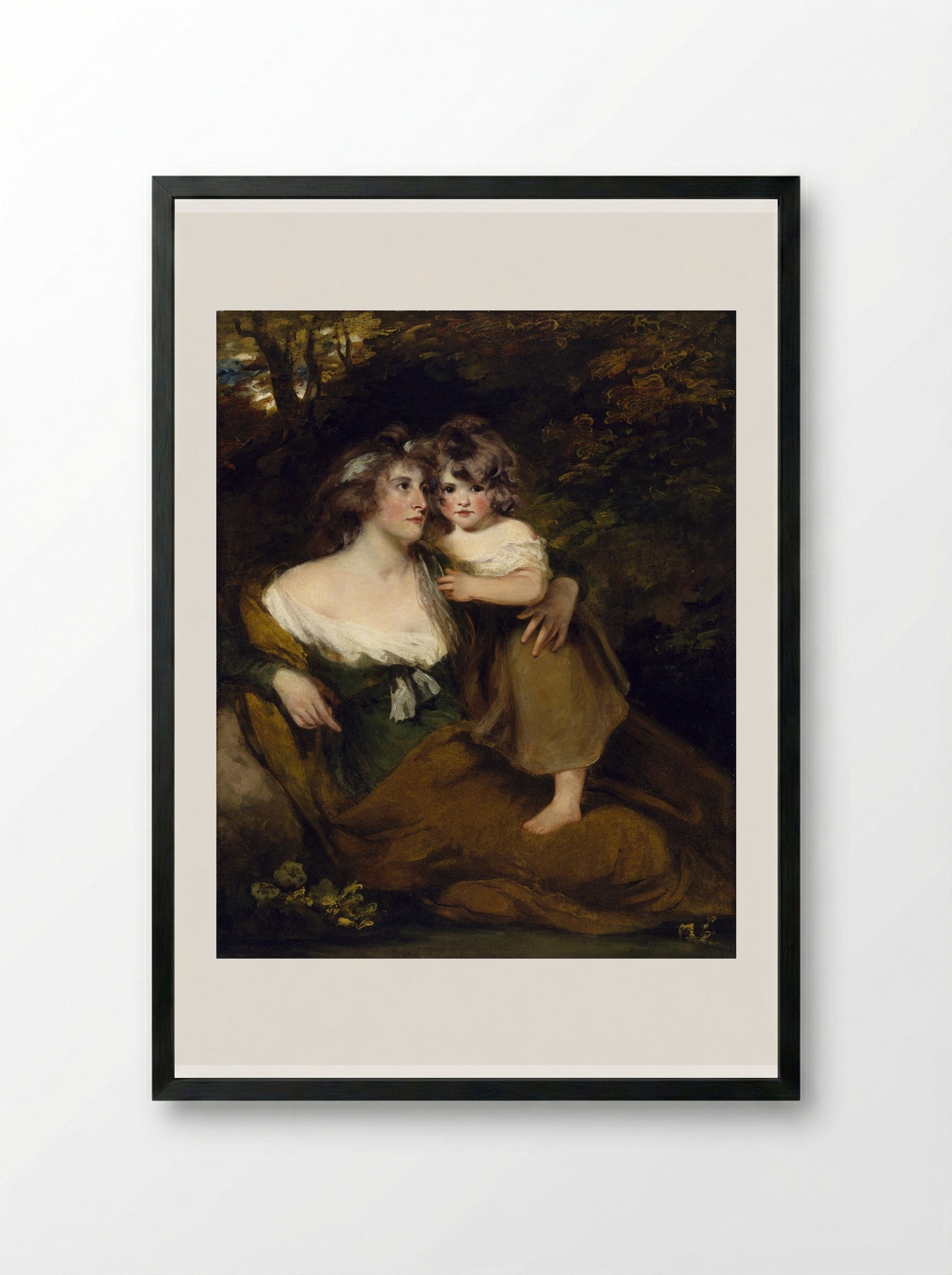 Mrs. Richard Brinsley Sheridan and Her Son - John Hoppner - Framed Print Black