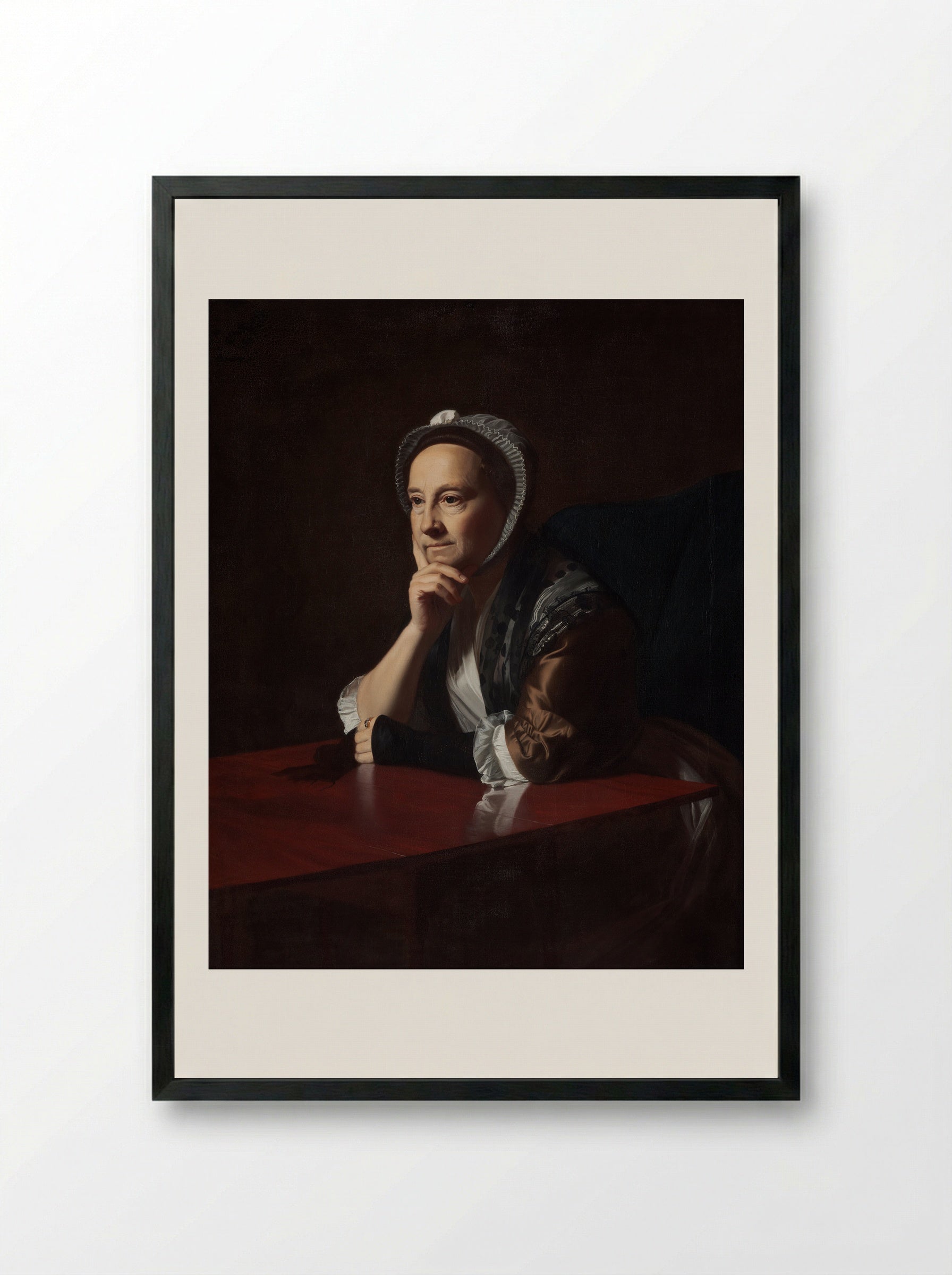 Mrs. John Winthrop (Hannah Fayerweather) - John Singleton Copley - Framed Print Black