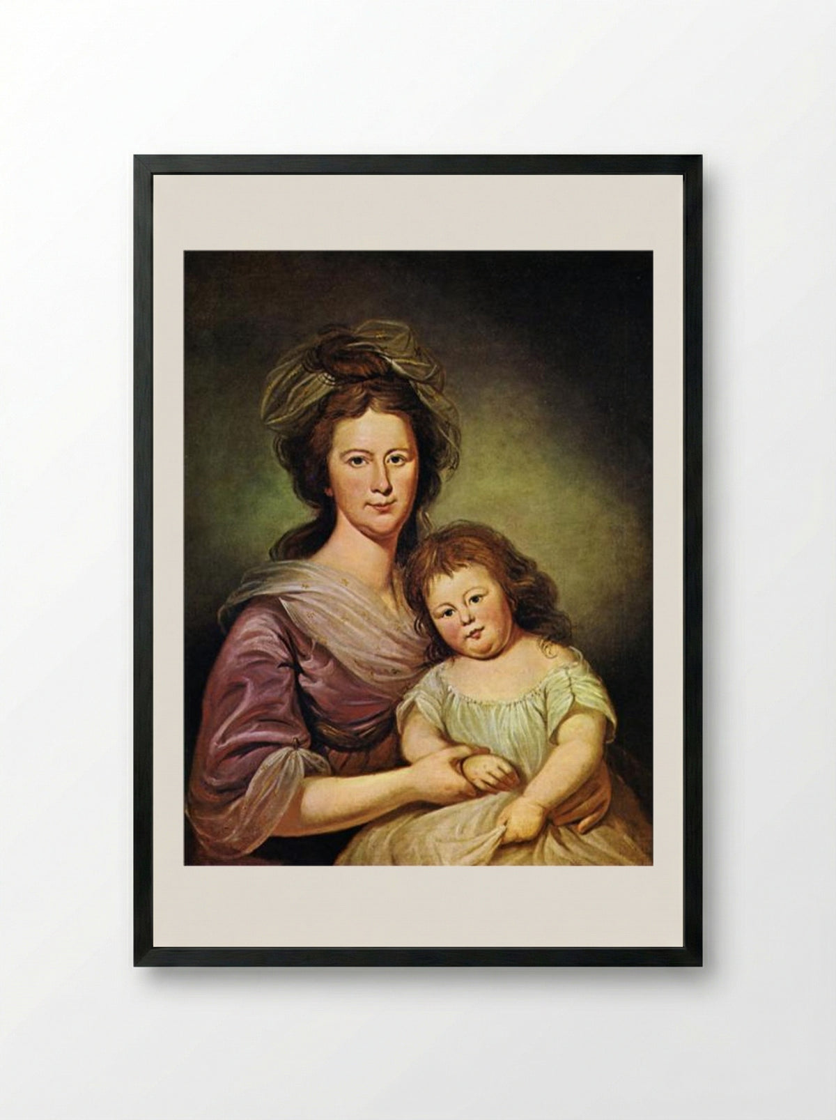 Mrs. Thomas Leiper and Her Daughter, Helen Hamilton Leiper - Charles Willson Peale - Framed Print Black