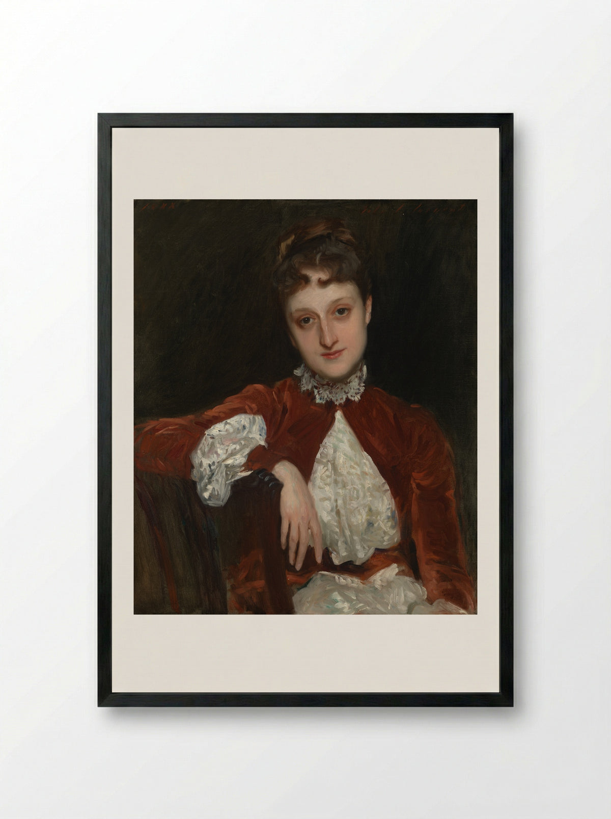 Mrs. Charles Deering (Marion Denison Whipple) - John Singer Sargent - Framed Print Black