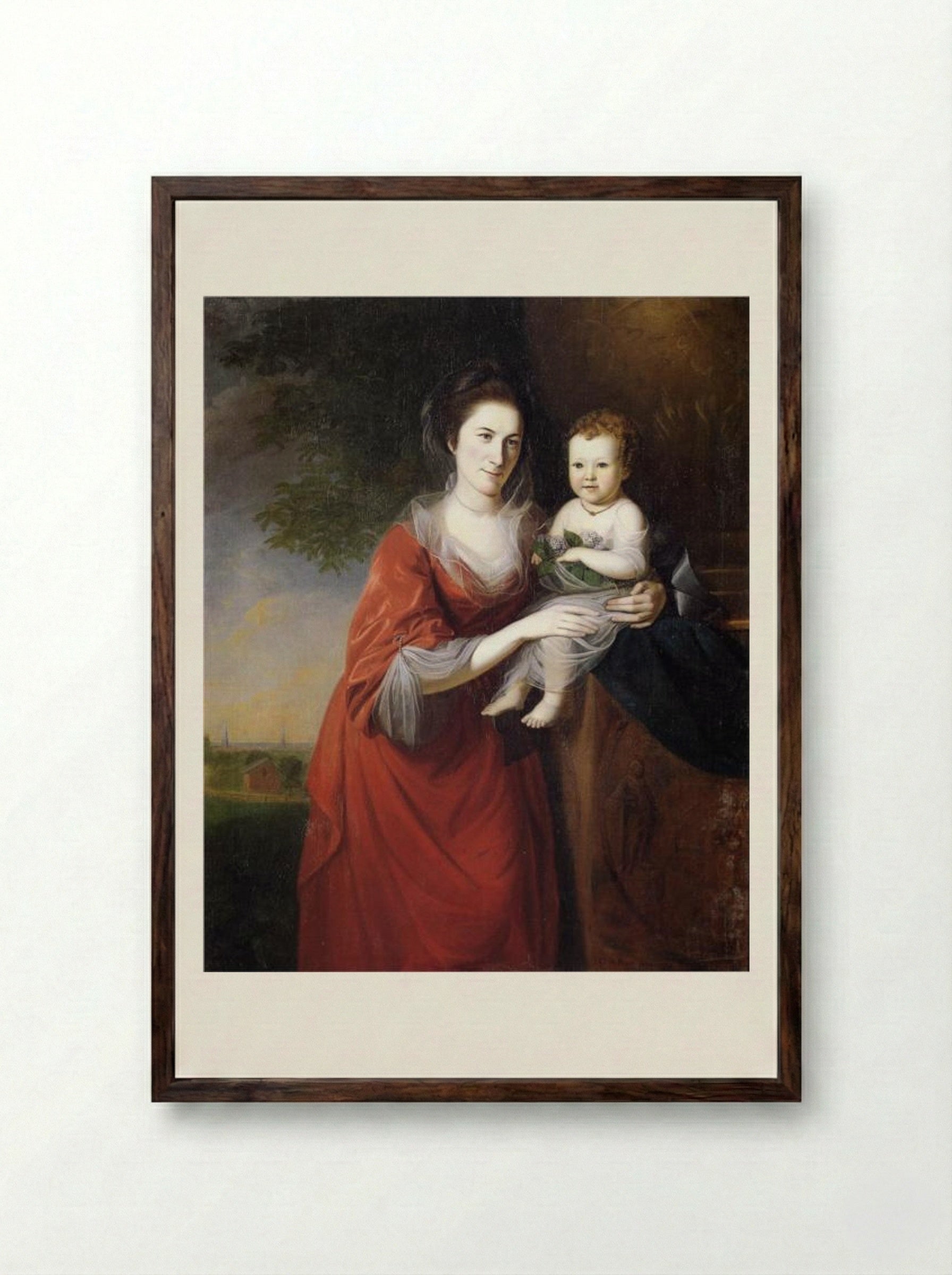 Mrs. John Dickenson and Her Daughter - Charles Willson Peale - Framed Print Dark Wood