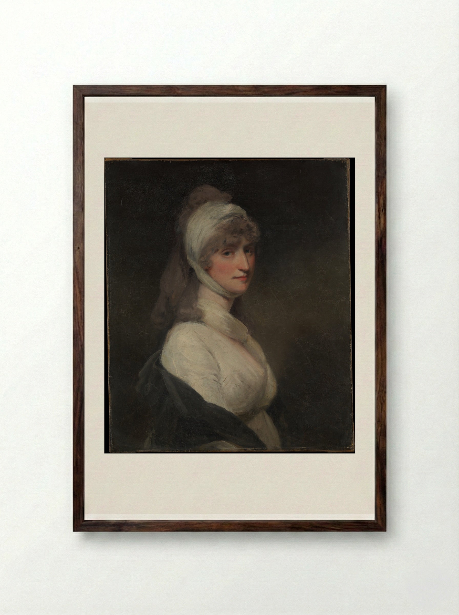 Mrs. Thomas Pechell (Charlotte Clavering) - John Hoppner - Framed Print Dark Wood