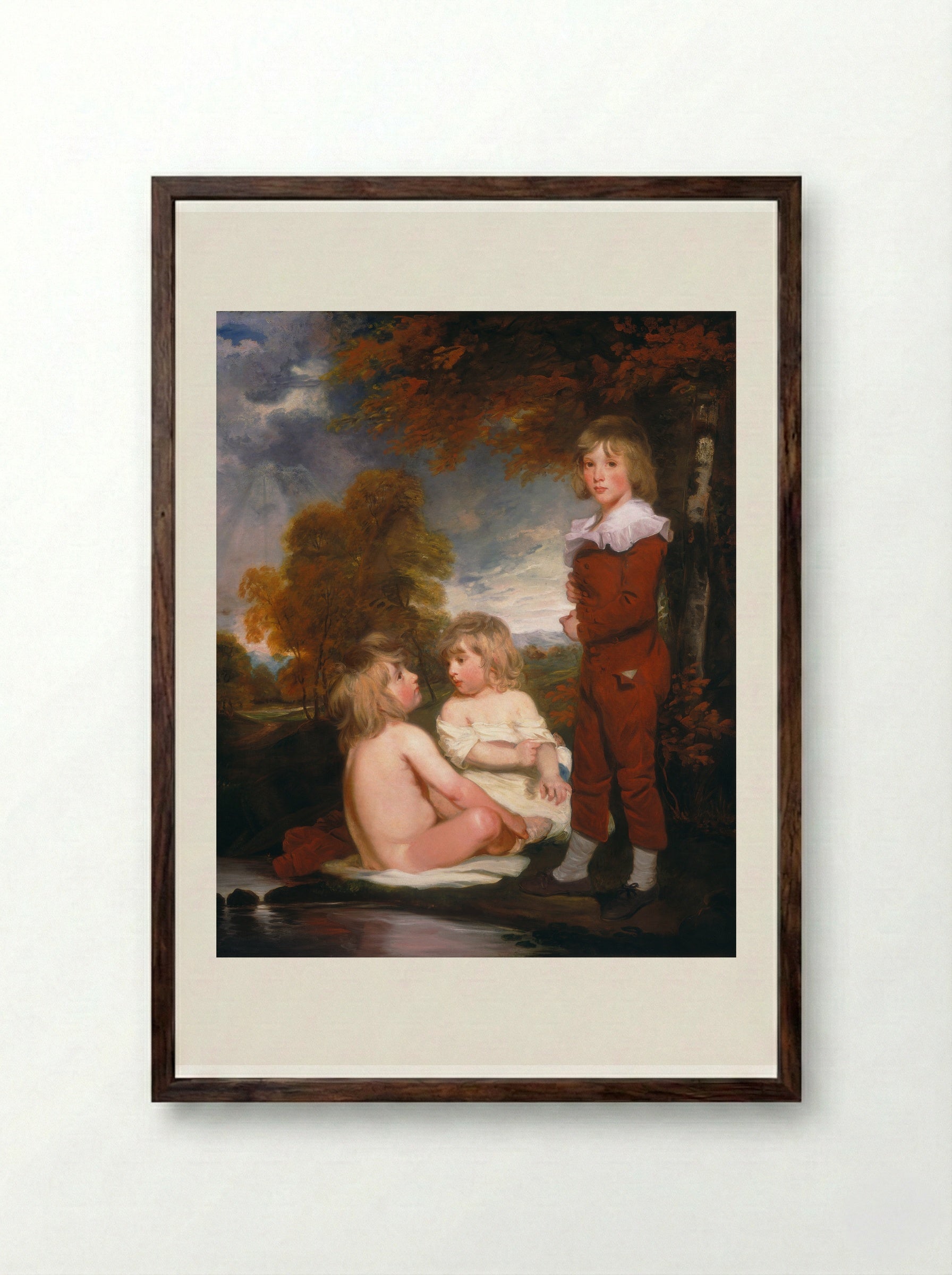 Mrs. John Garden and Her Children - John Hoppner - Framed Print Dark Wood