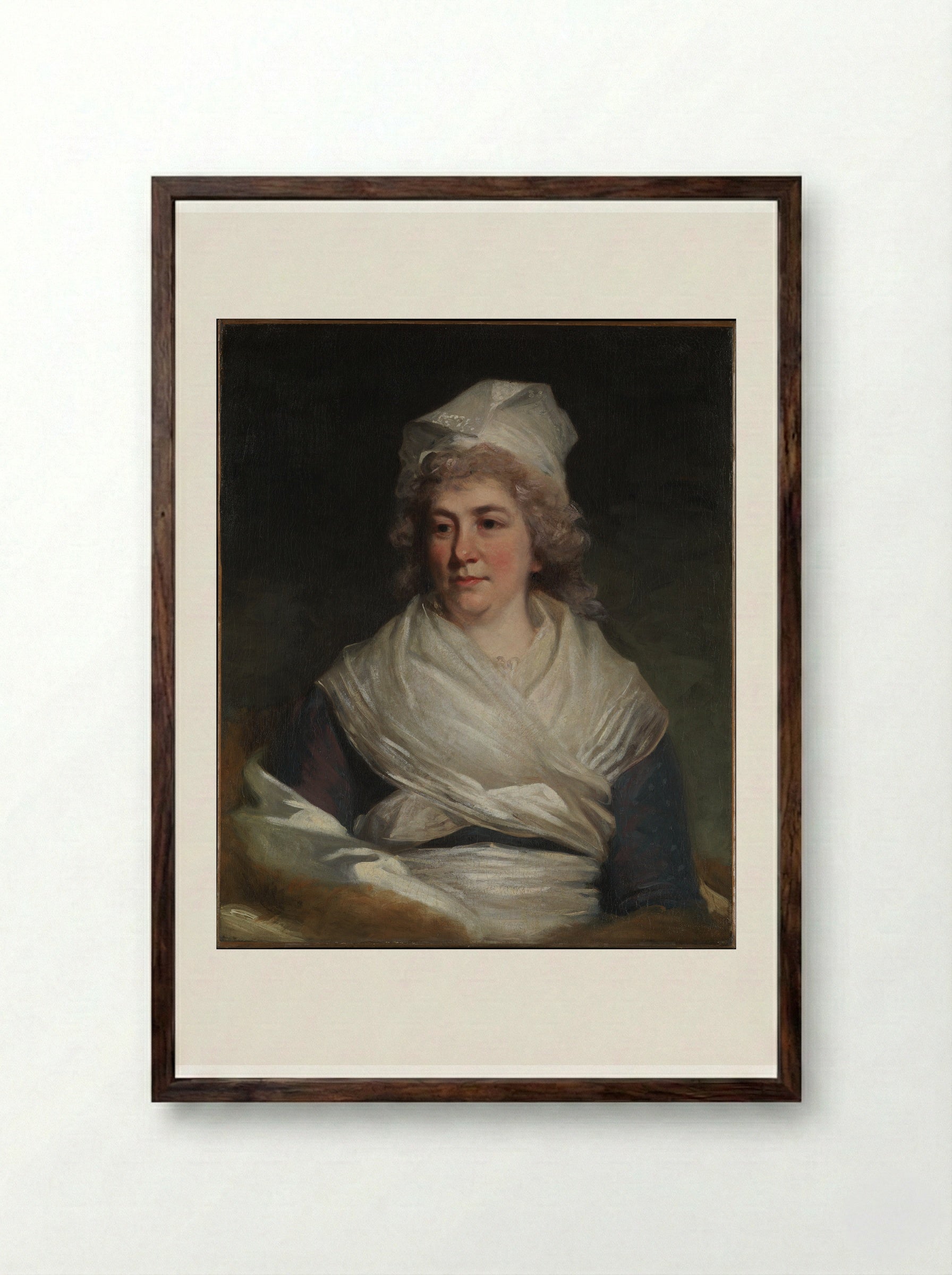Mrs. Richard Bache (Sarah Franklin) - John Hoppner - Framed Print Dark Wood