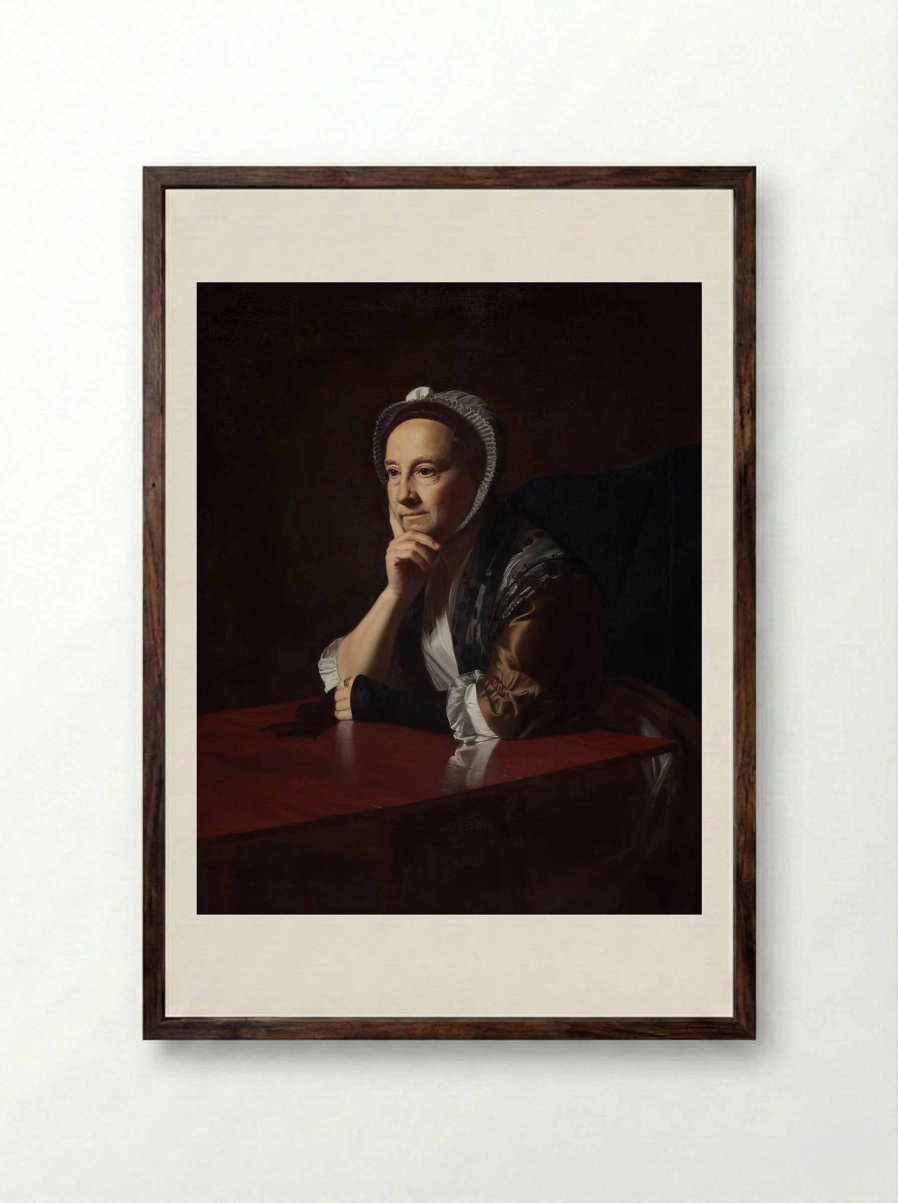 Mrs. John Winthrop (Hannah Fayerweather) - John Singleton Copley - Framed Print Dark Wood