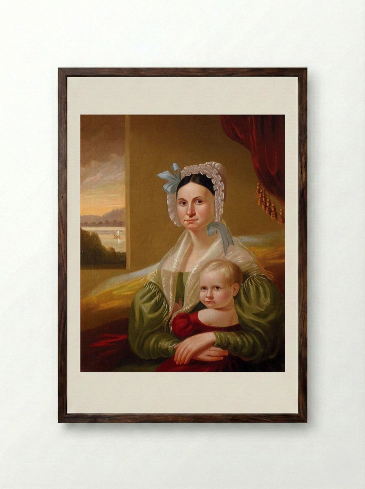 Mrs. David Steele Lamme and Son, William Wirt - George Caleb Bingham - Framed Print Dark Wood
