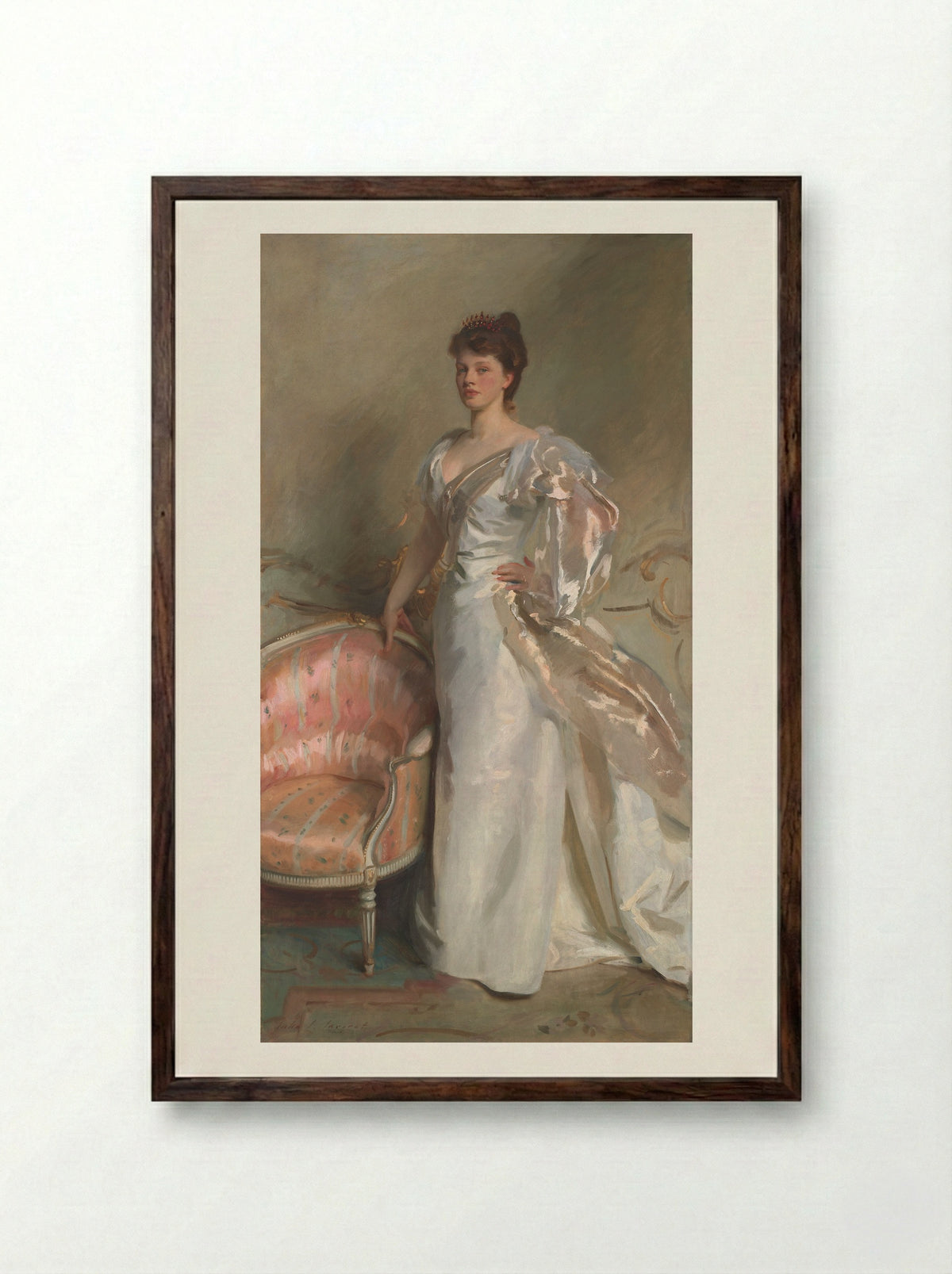 Mrs. George Swinton (Elizabeth Ebsworth) - John Singer Sargent - Framed Print Dark Wood